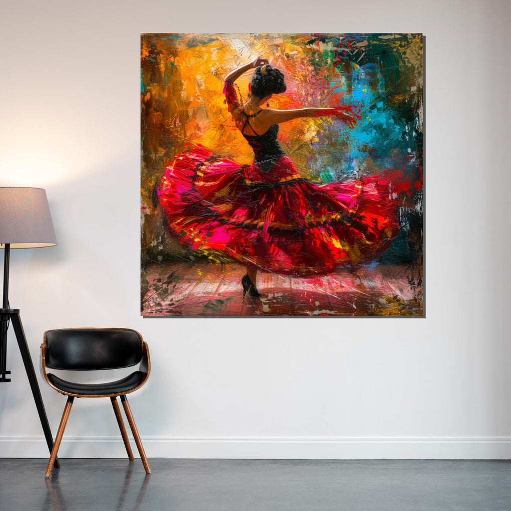 Flamenco Dancer Canvas Art, Colorful Dance Wall Art, Spanish Dancer Poster, Wall Art Canvas Design, Ready To Hang Decoration