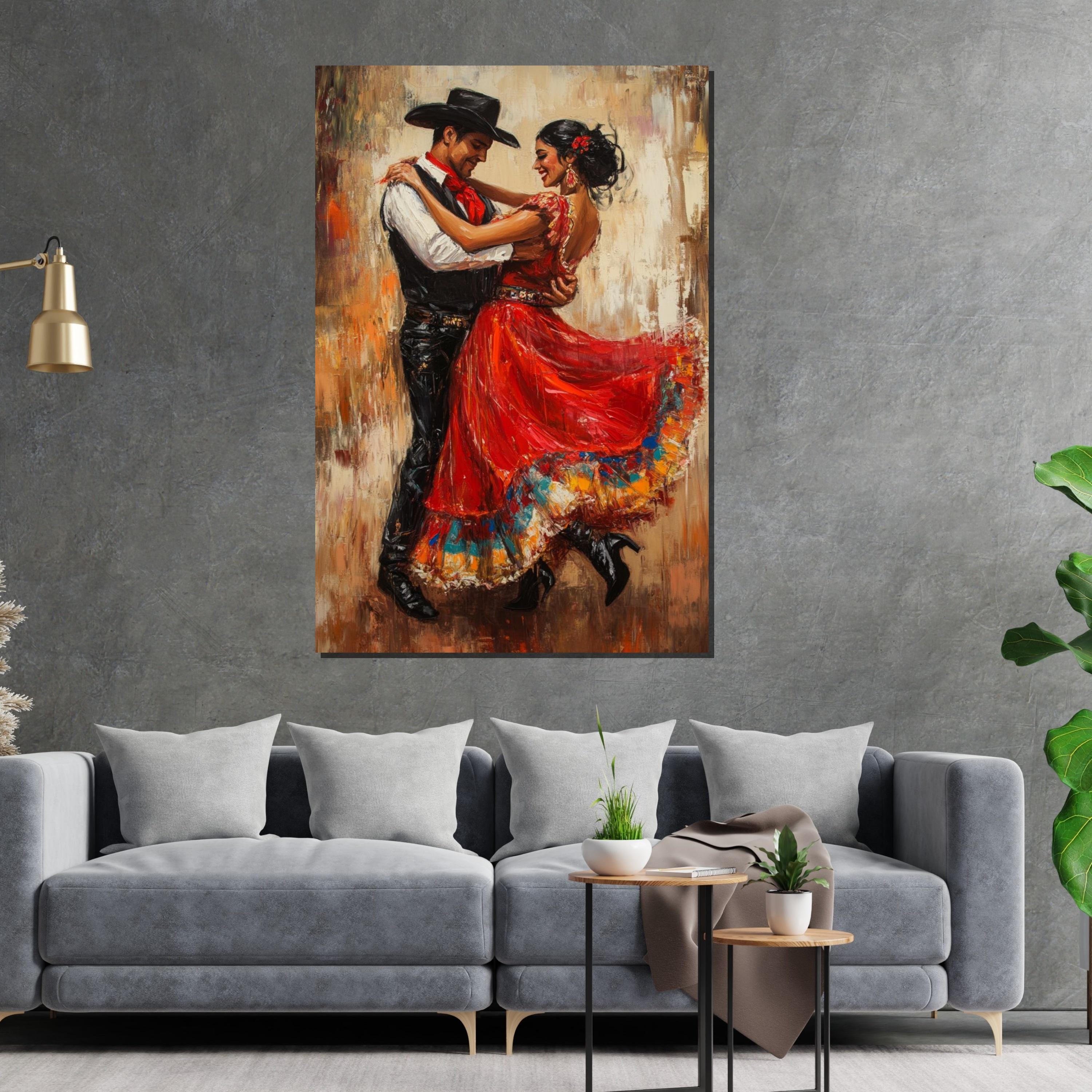 Flamenco Dance Canvas, Spanish Dancers Wall Art, Couples Dancing Print, Wall Art Canvas Design, Ready to Hang Decoration
