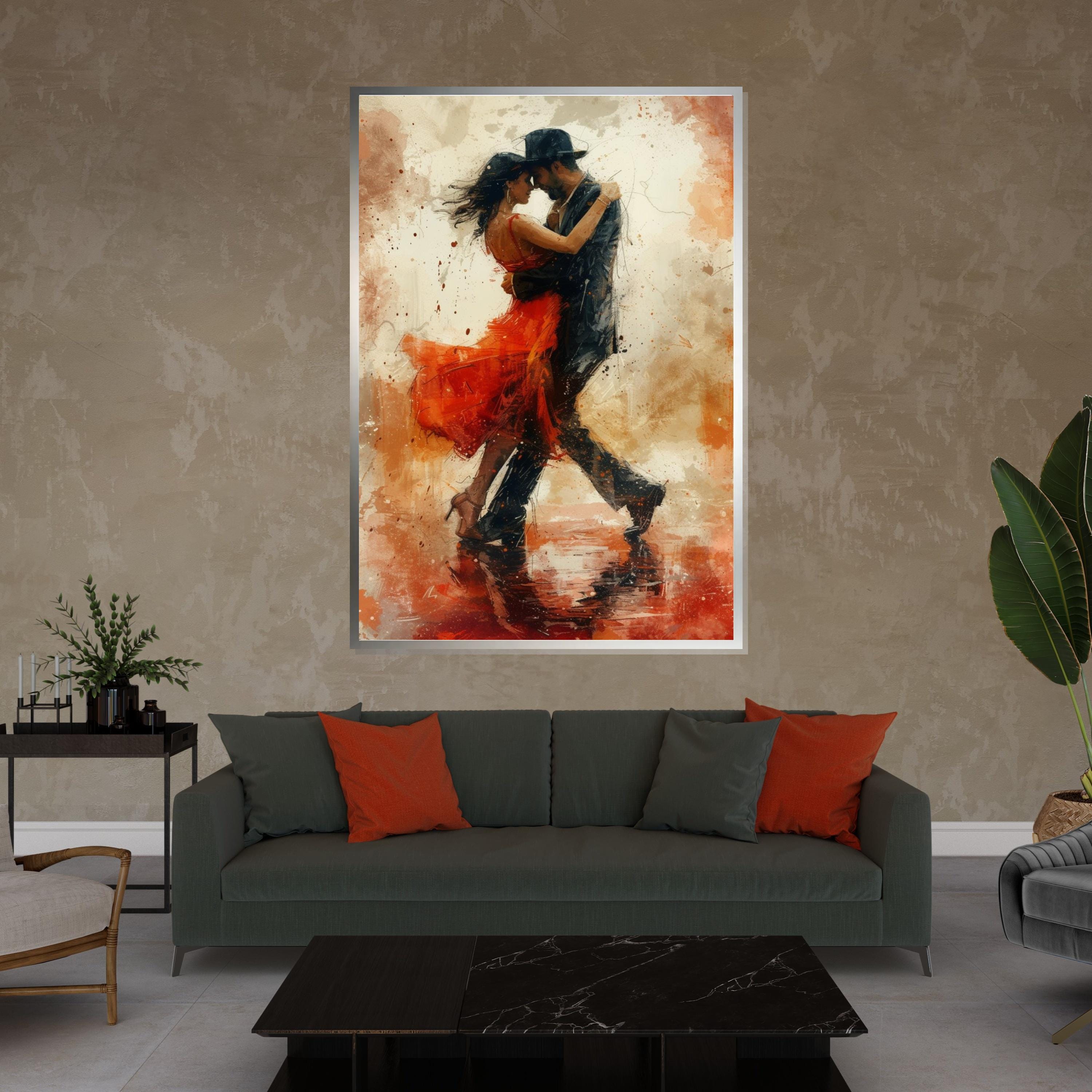 Tango Passion Canvas, Dance Wall Art, Romantic Couple Print, Modern Art Canvas, Wall Art Canvas Design, Ready to Hang Decoration