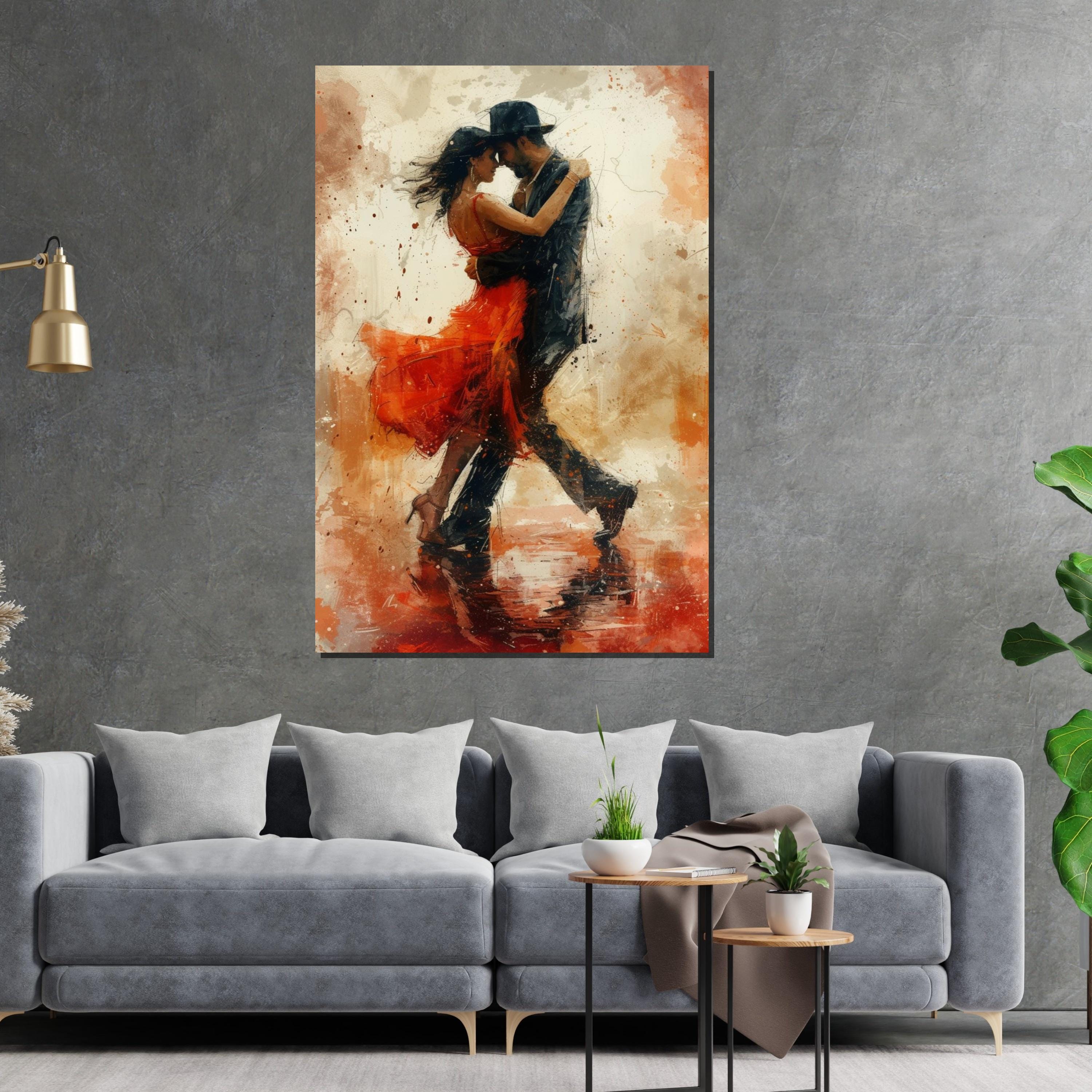 Tango Passion Canvas, Dance Wall Art, Romantic Couple Print, Modern Art Canvas, Wall Art Canvas Design, Ready to Hang Decoration