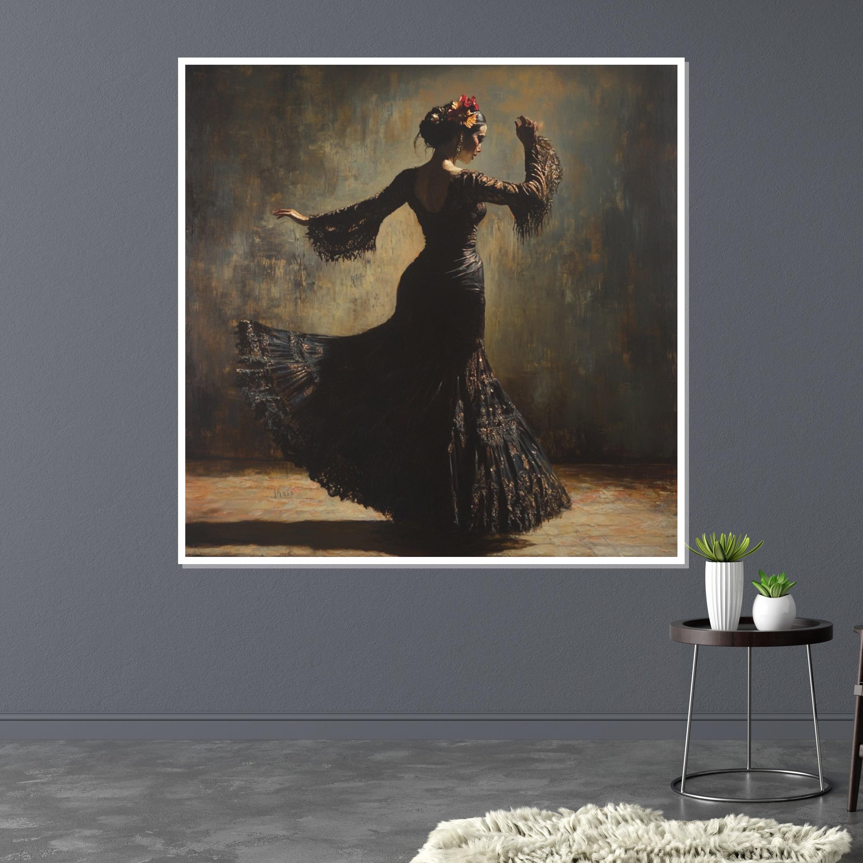 Flamenco Dancer Canvas, Elegant Dance Art, Spanish Flamenco Print, Wall Art Canvas Design, Ready To Hang Decoration