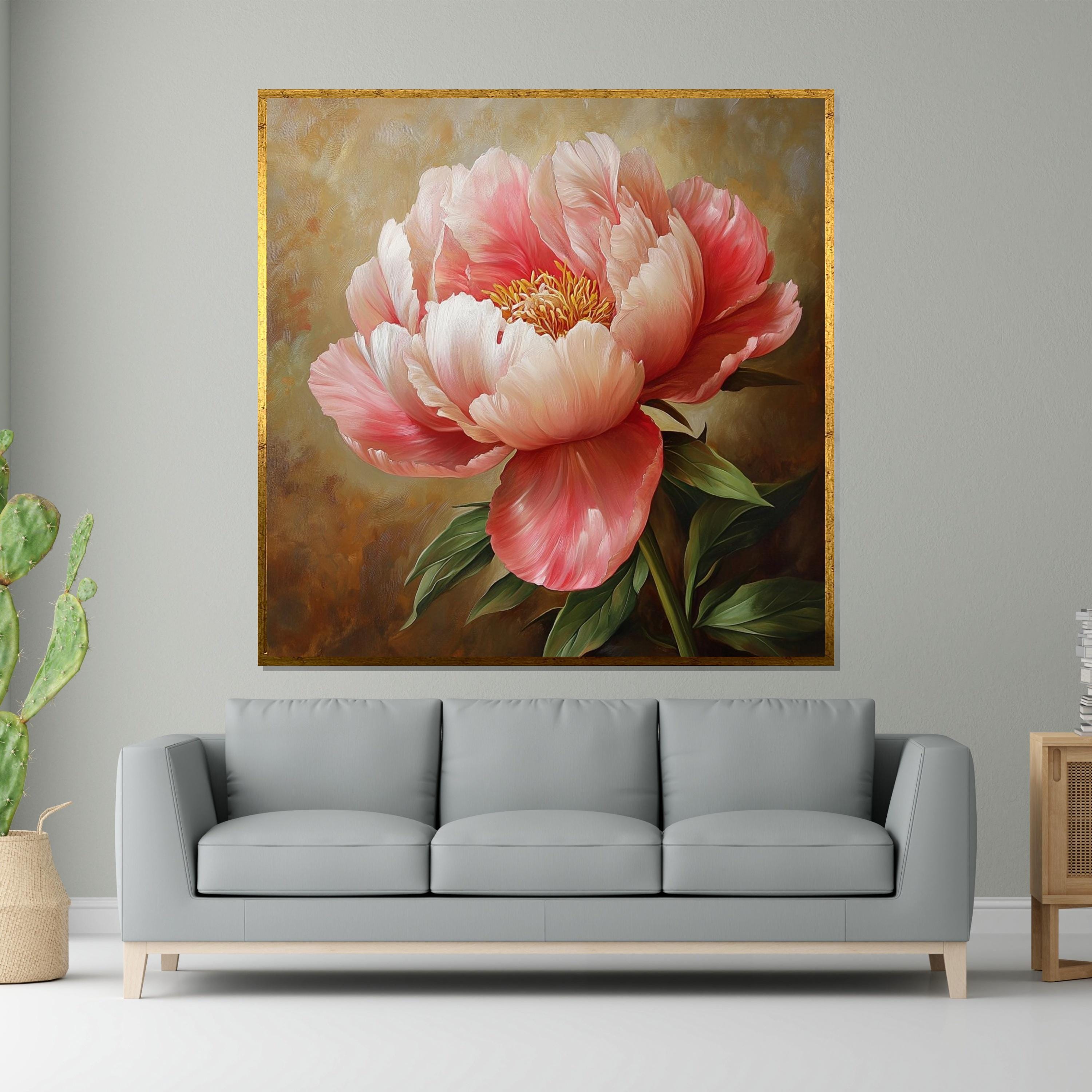 Blush Peony Canvas, Floral Wall Art, Pink Flower Print, Botanical Wall Decor, Canvas Art Design, Ready to Hang Decoration