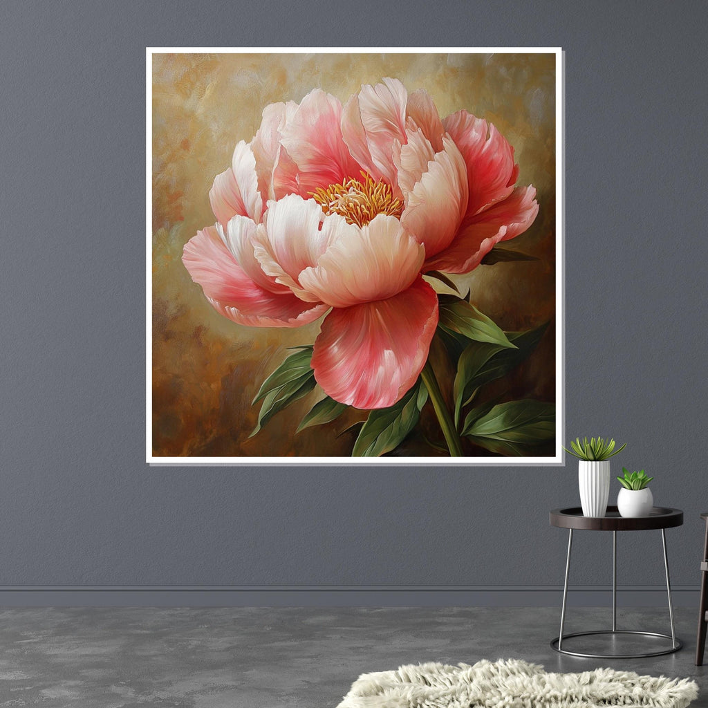 Blush Peony Canvas, Floral Wall Art, Pink Flower Print, Botanical Wall Decor, Canvas Art Design, Ready to Hang Decoration