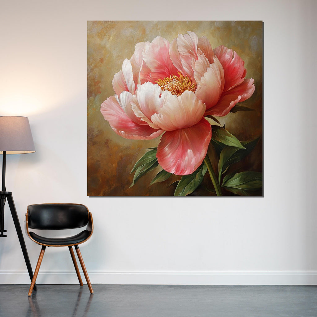 Blush Peony Canvas, Floral Wall Art, Pink Flower Print, Botanical Wall Decor, Canvas Art Design, Ready to Hang Decoration