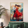 Dancing Couple Canvas, Romantic Dance Art, Red Dress Wall Art, Love in Motion Canvas Design, Ready to Hang Decoration