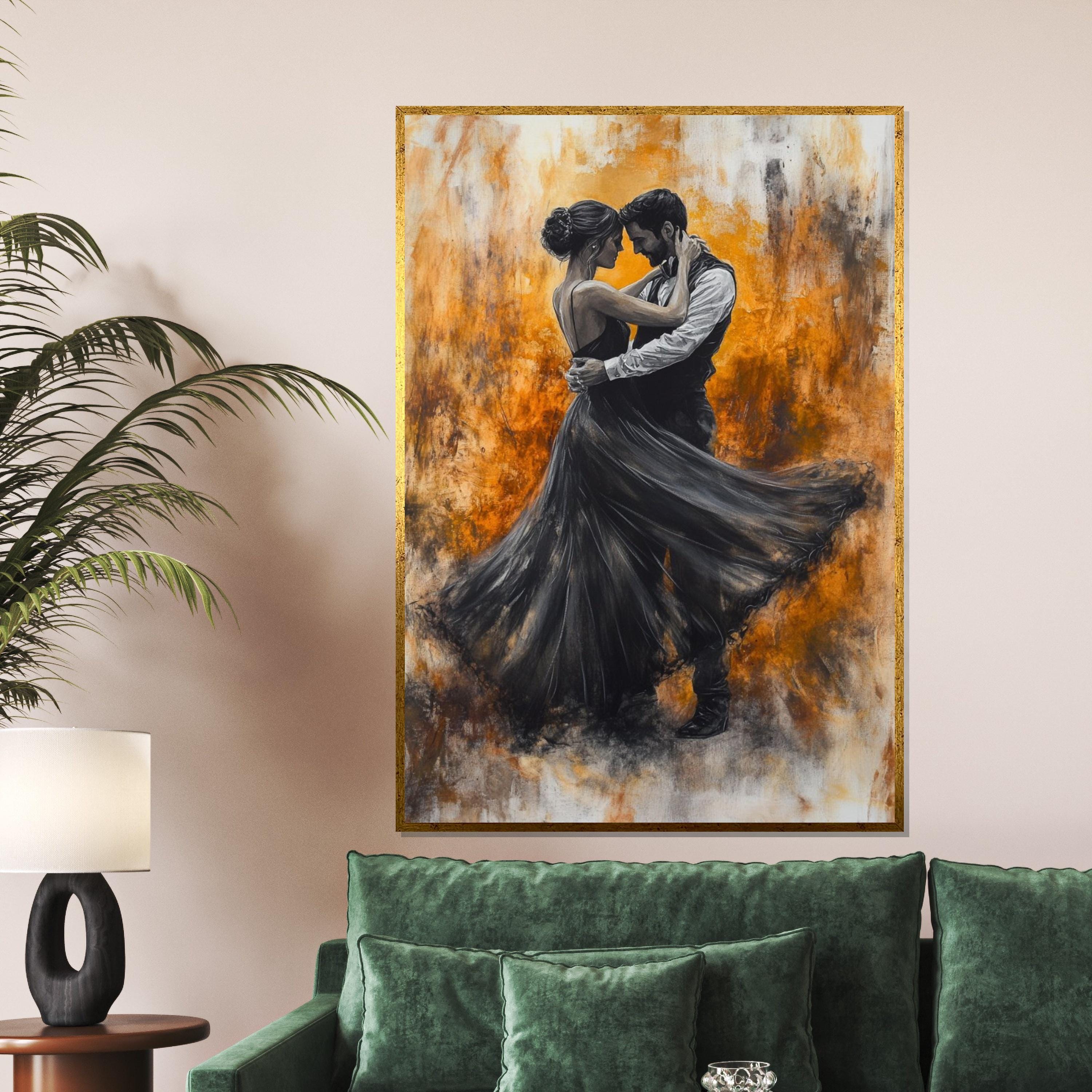 Elegant Dance Canvas, Romantic Couple Wall Art, Dancers in Motion Print, Wall Art Canvas Design, Ready to Hang Decoration