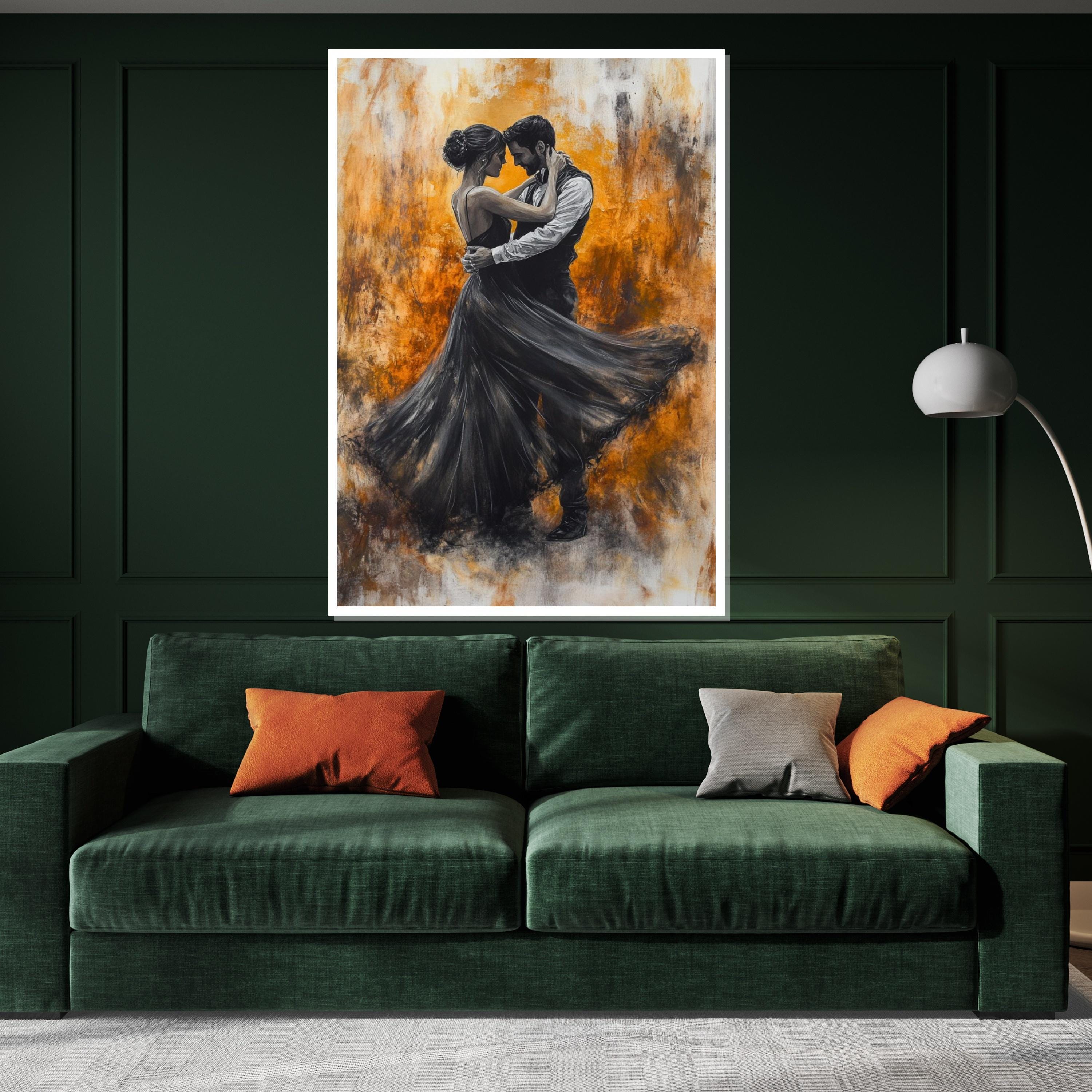 Elegant Dance Canvas, Romantic Couple Wall Art, Dancers in Motion Print, Wall Art Canvas Design, Ready to Hang Decoration