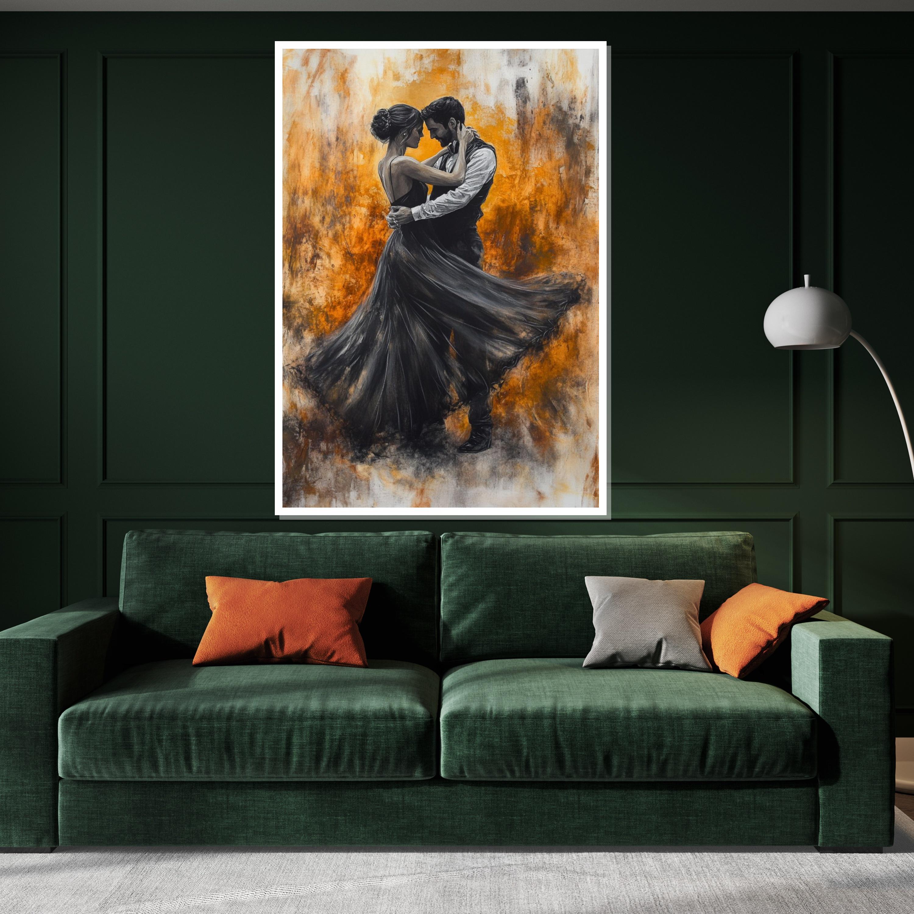 Elegant Dance Canvas, Romantic Couple Wall Art, Dancers in Motion Print, Wall Art Canvas Design, Ready to Hang Decoration