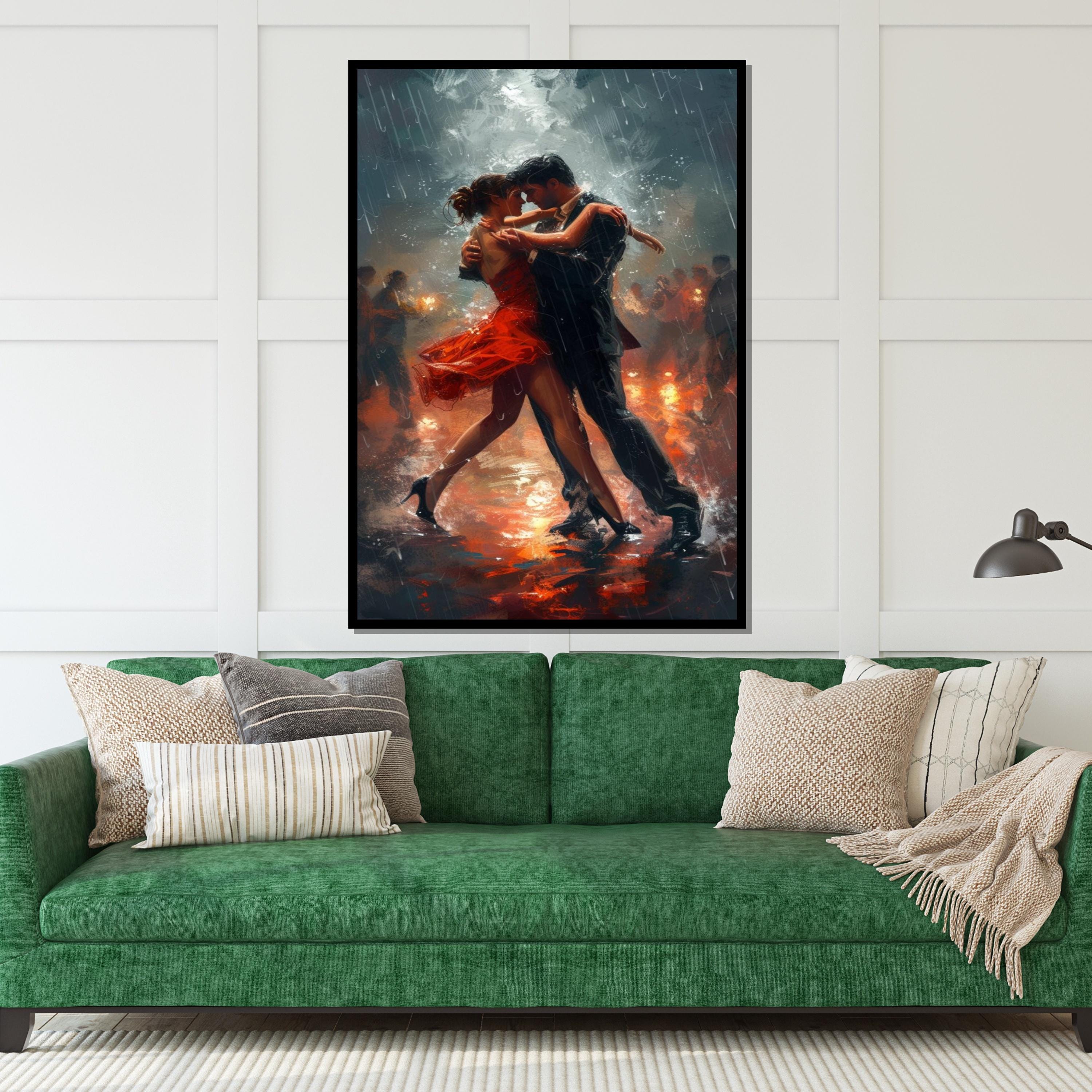 Tango Couple Canvas Art, Dance Wall Print, Romantic Dance Painting, Passionate Dance Decor, Wall Art Canvas Design, Ready to Hang Decor
