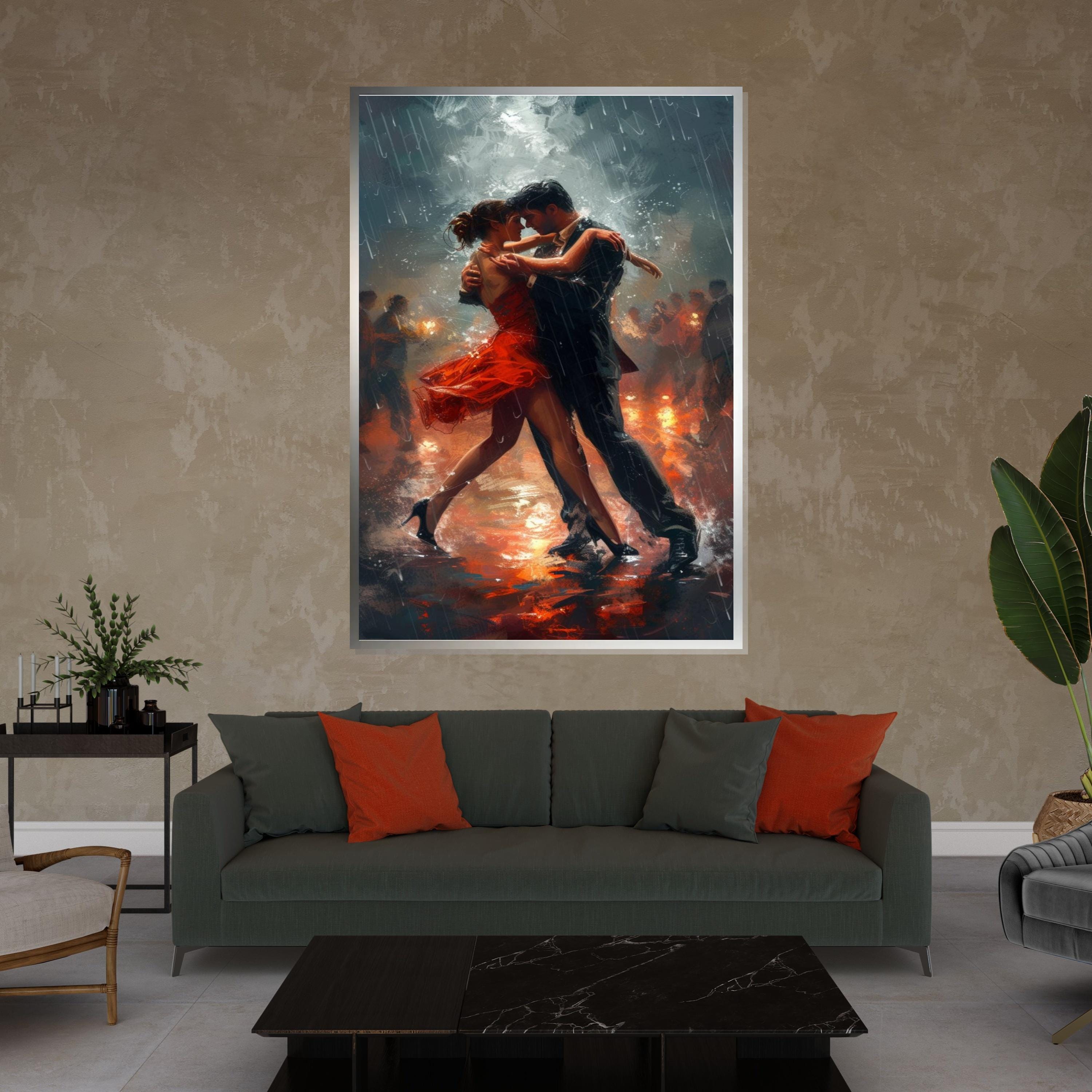 Tango Couple Canvas Art, Dance Wall Print, Romantic Dance Painting, Passionate Dance Decor, Wall Art Canvas Design, Ready to Hang Decor