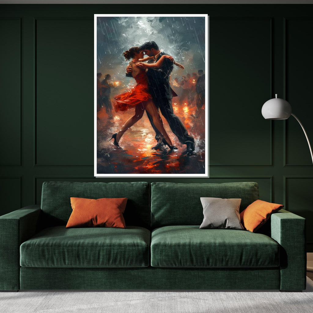 Tango Couple Canvas Art, Dance Wall Print, Romantic Dance Painting, Passionate Dance Decor, Wall Art Canvas Design, Ready to Hang Decor