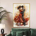Passionate Dance Canvas, Romantic Couple Wall Art, Watercolor Style Poster, Dance Art Canvas, Wall Art Canvas Design, Ready to Hang Decor
