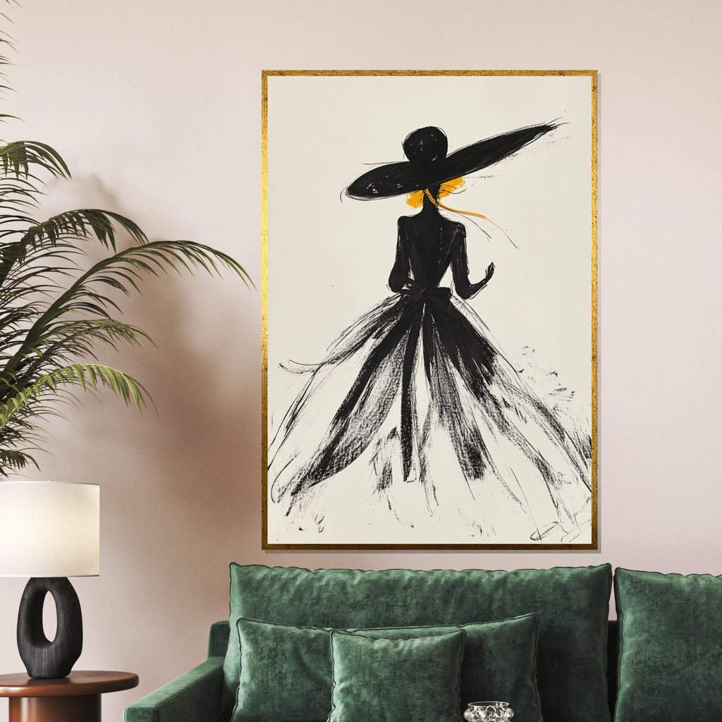 Elegant Silhouette Canvas, Fashion Art, Chic Wall Art, Modern Woman Canvas Design, Framed Art Print, Ready to Hang Decoration