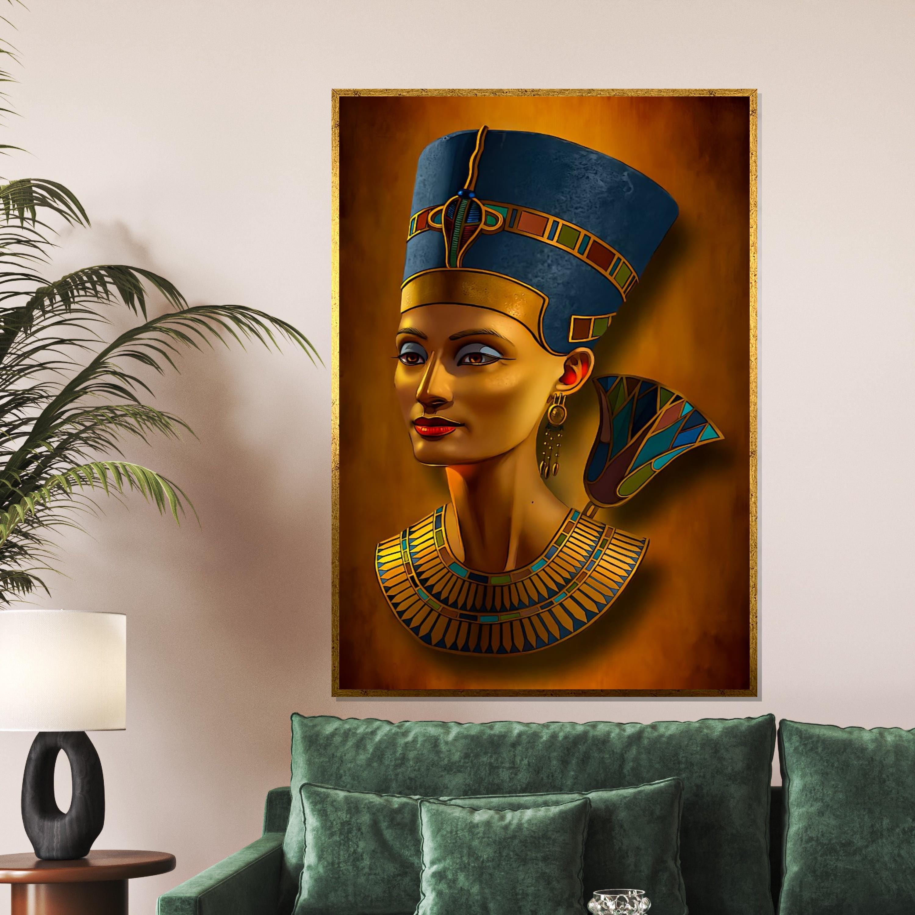 Egyptian Queen Canvas, Nefertiti Art, Wall Art Canvas Design, Ancient Royalty Poster, Ready to Hang Home Decor