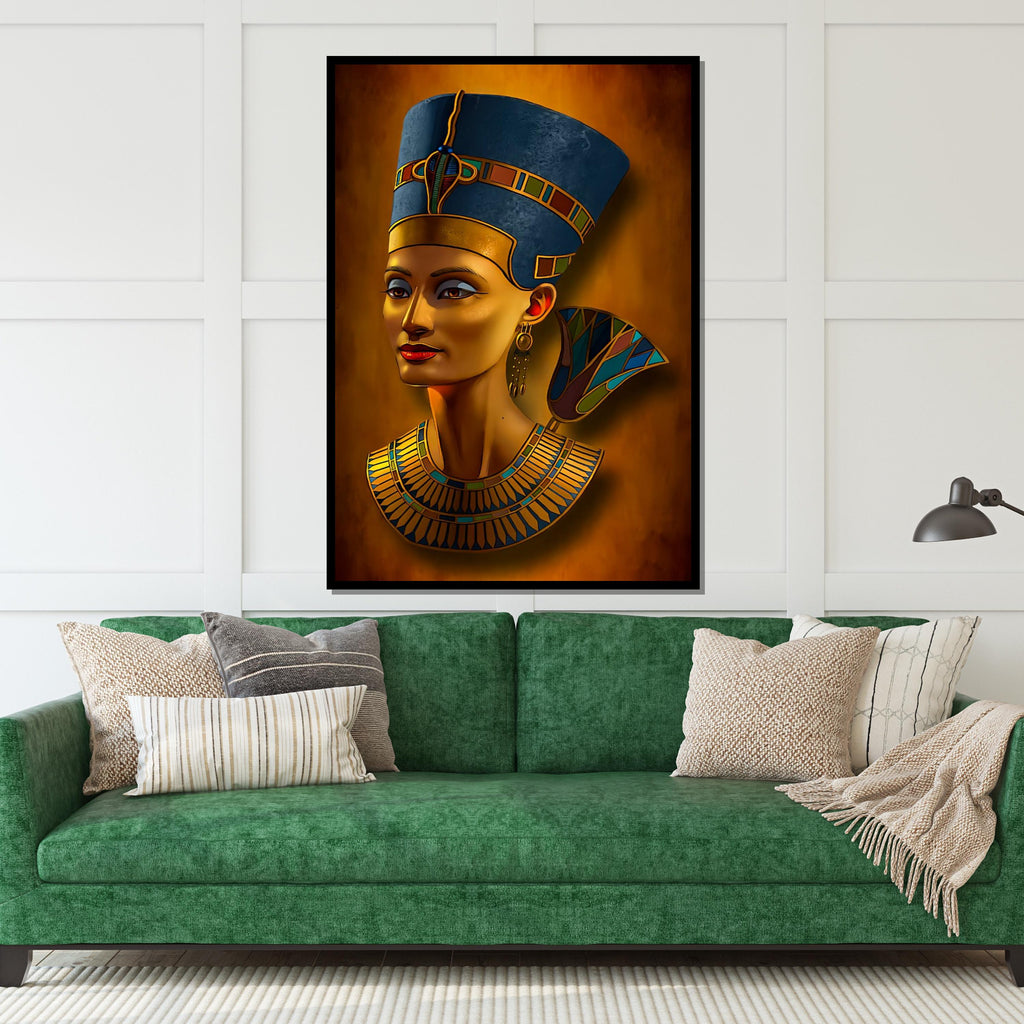 Egyptian Queen Canvas, Nefertiti Art, Wall Art Canvas Design, Ancient Royalty Poster, Ready to Hang Home Decor