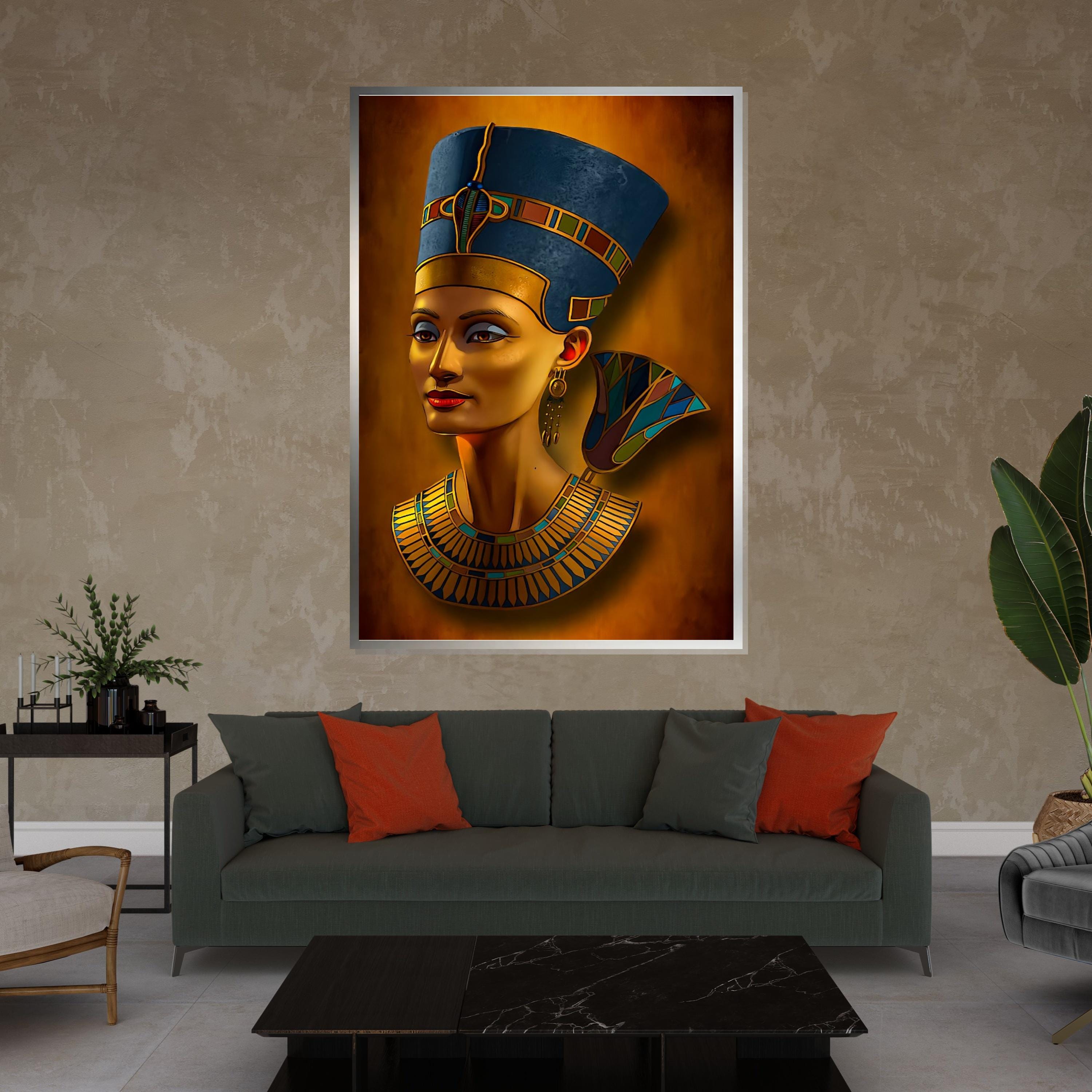 Egyptian Queen Canvas, Nefertiti Art, Wall Art Canvas Design, Ancient Royalty Poster, Ready to Hang Home Decor