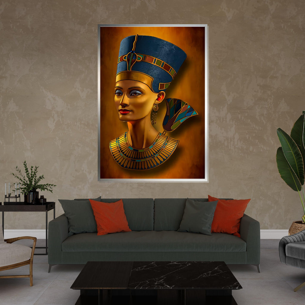 Egyptian Queen Canvas, Nefertiti Art, Wall Art Canvas Design, Ancient Royalty Poster, Ready to Hang Home Decor