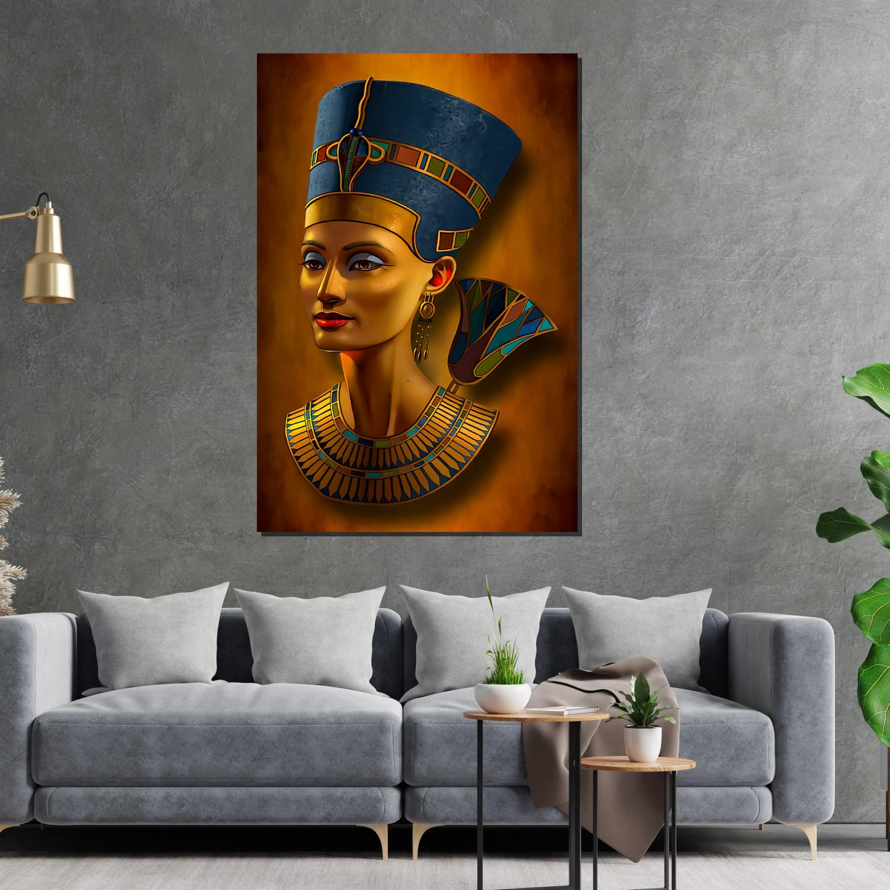 Egyptian Queen Canvas, Nefertiti Art, Wall Art Canvas Design, Ancient Royalty Poster, Ready to Hang Home Decor