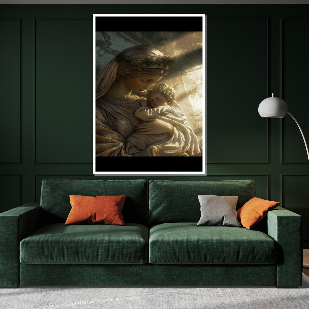 Holy Mother and Child Canvas, Sacred Art Print, Religious Wall Art, Devotional Decor, Wall Art Canvas Design, Ready to Hang Decoration