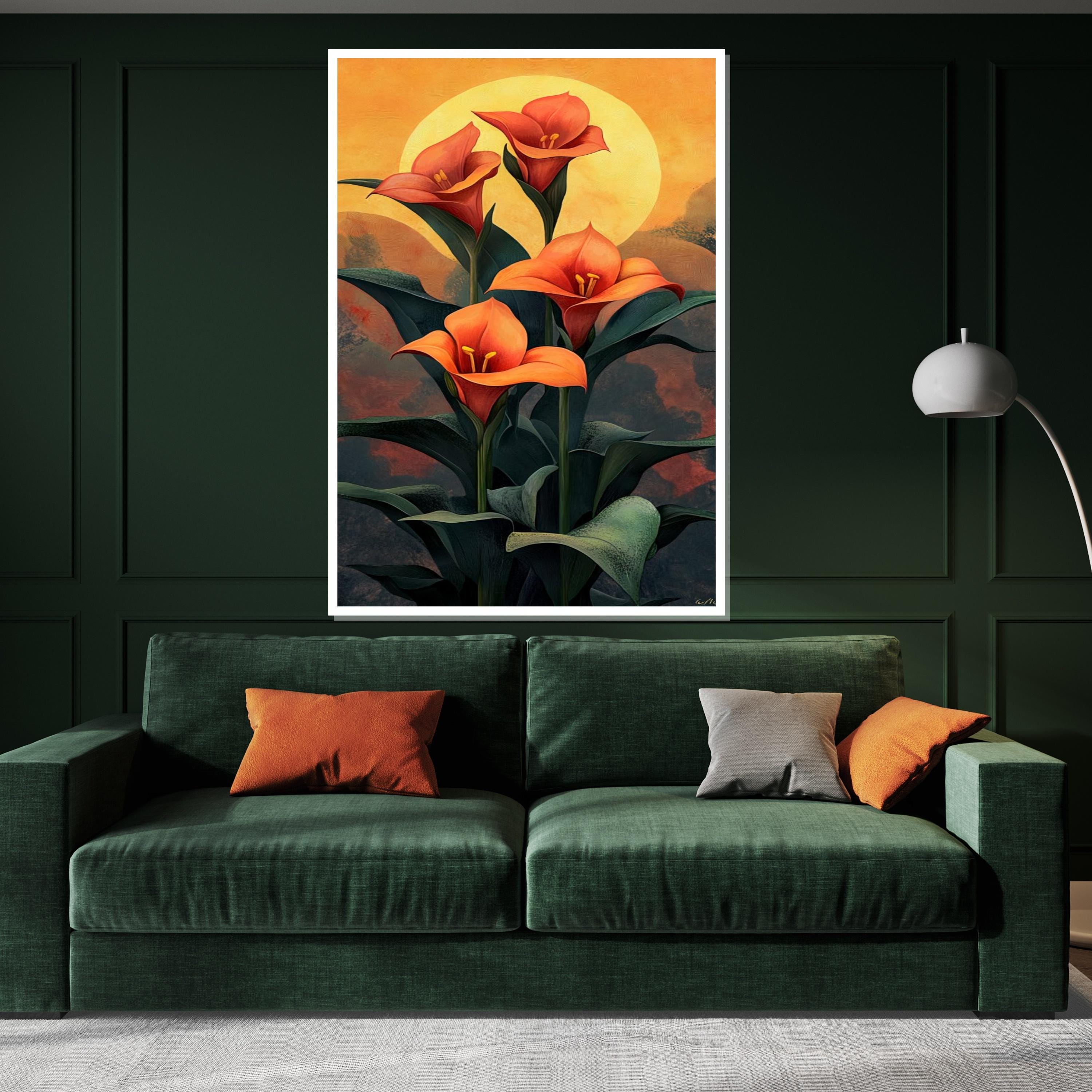 Sunset Calla Lily Floral Canvas, Abstract Flower Art, Nature Wall Art, Canvas Design, Ready To Hang Decoration, Vibrant Bloom Print