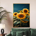Sunflower Nights Canvas, Starry Sky Sunflower Art Print, Floral Wall Art, Vibrant Sunflower Poster, Wall Art Canvas Design, Ready to Hang
