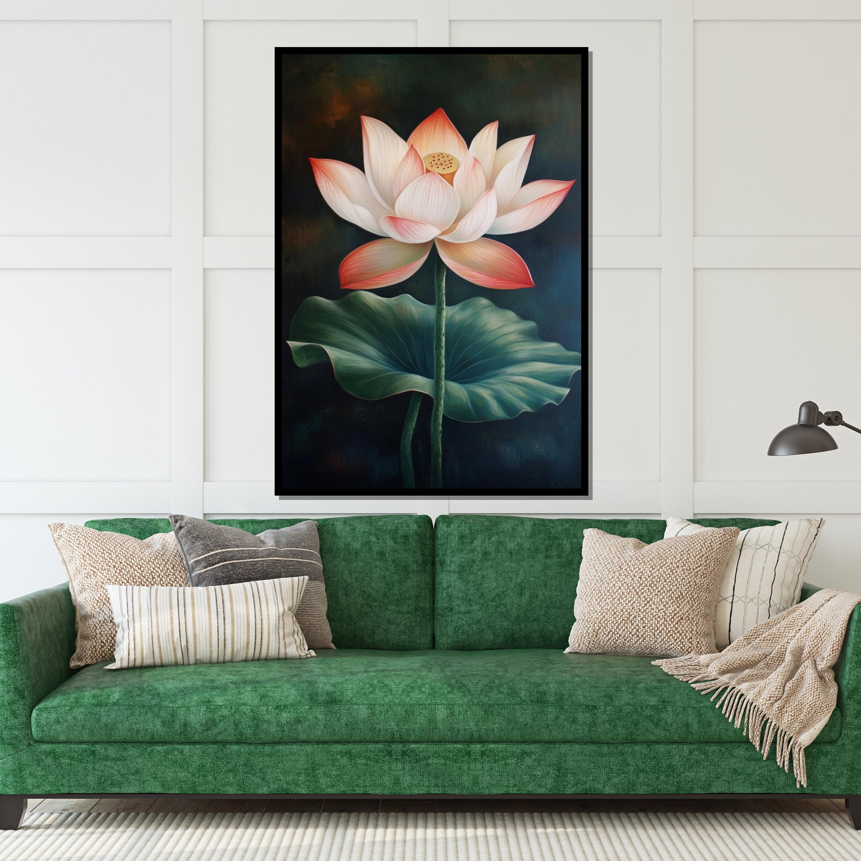 Elegant Lotus Canvas, Floral Wall Art, Lotus Flower Print, Nature Canvas Design, Zen Decoration, Ready To Hang Artwork