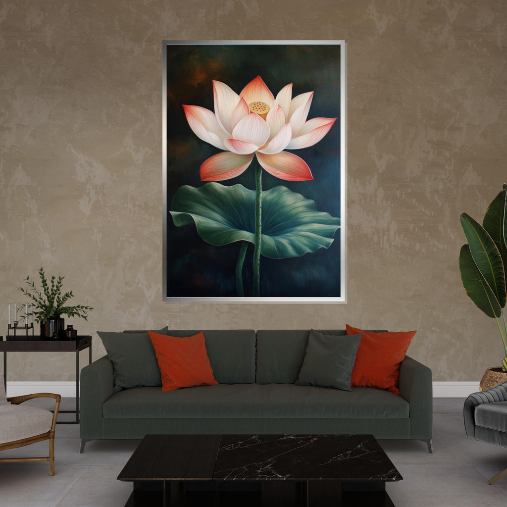 Elegant Lotus Canvas, Floral Wall Art, Lotus Flower Print, Nature Canvas Design, Zen Decoration, Ready To Hang Artwork