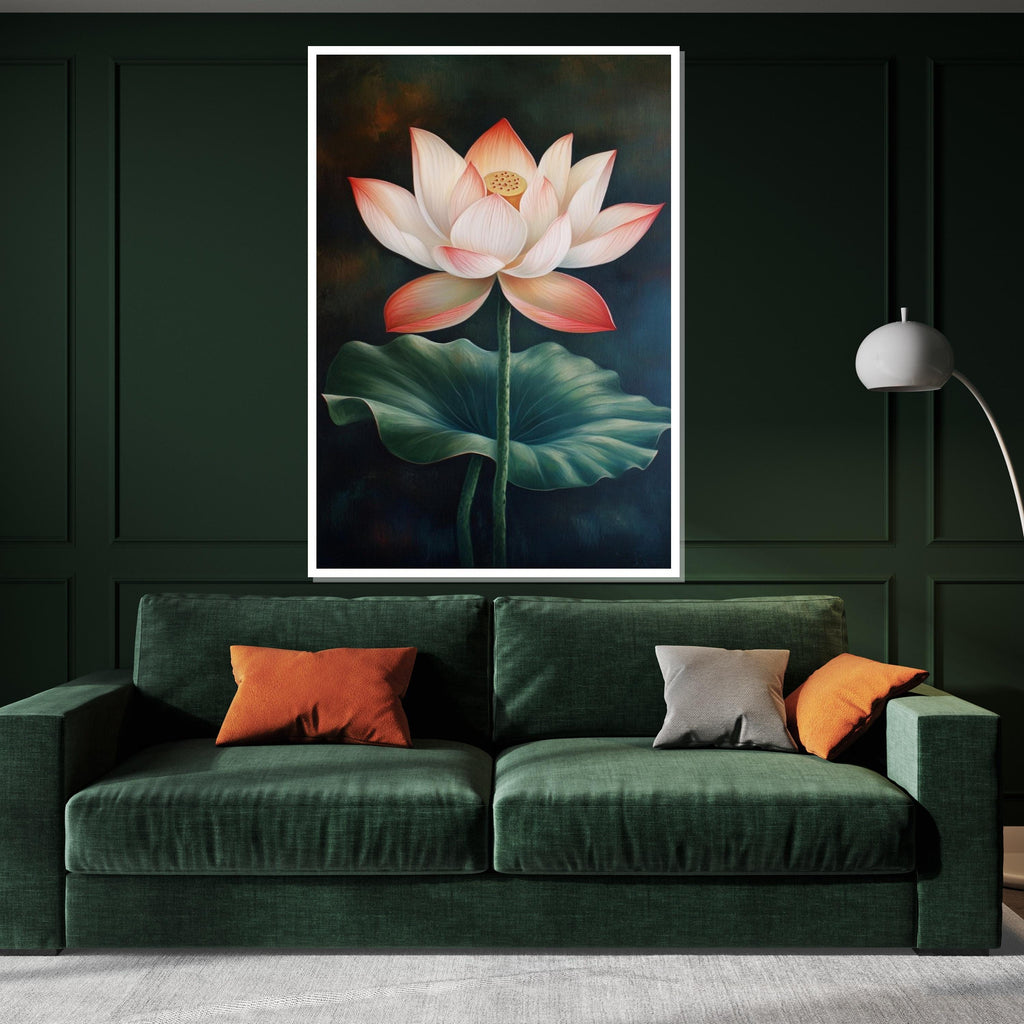 Elegant Lotus Canvas, Floral Wall Art, Lotus Flower Print, Nature Canvas Design, Zen Decoration, Ready To Hang Artwork