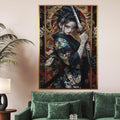 Samurai Spirit Canvas, Geisha with Katana Art, Japanese Warrior Wall Print, Wall Art Canvas Design, Ready To Hang Decoration