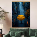 Yellow Umbrella Street Canvas, Urban Rainy Day Print, Cityscape Wall Art, Modern Canvas Art, Ready To Hang Home Decor