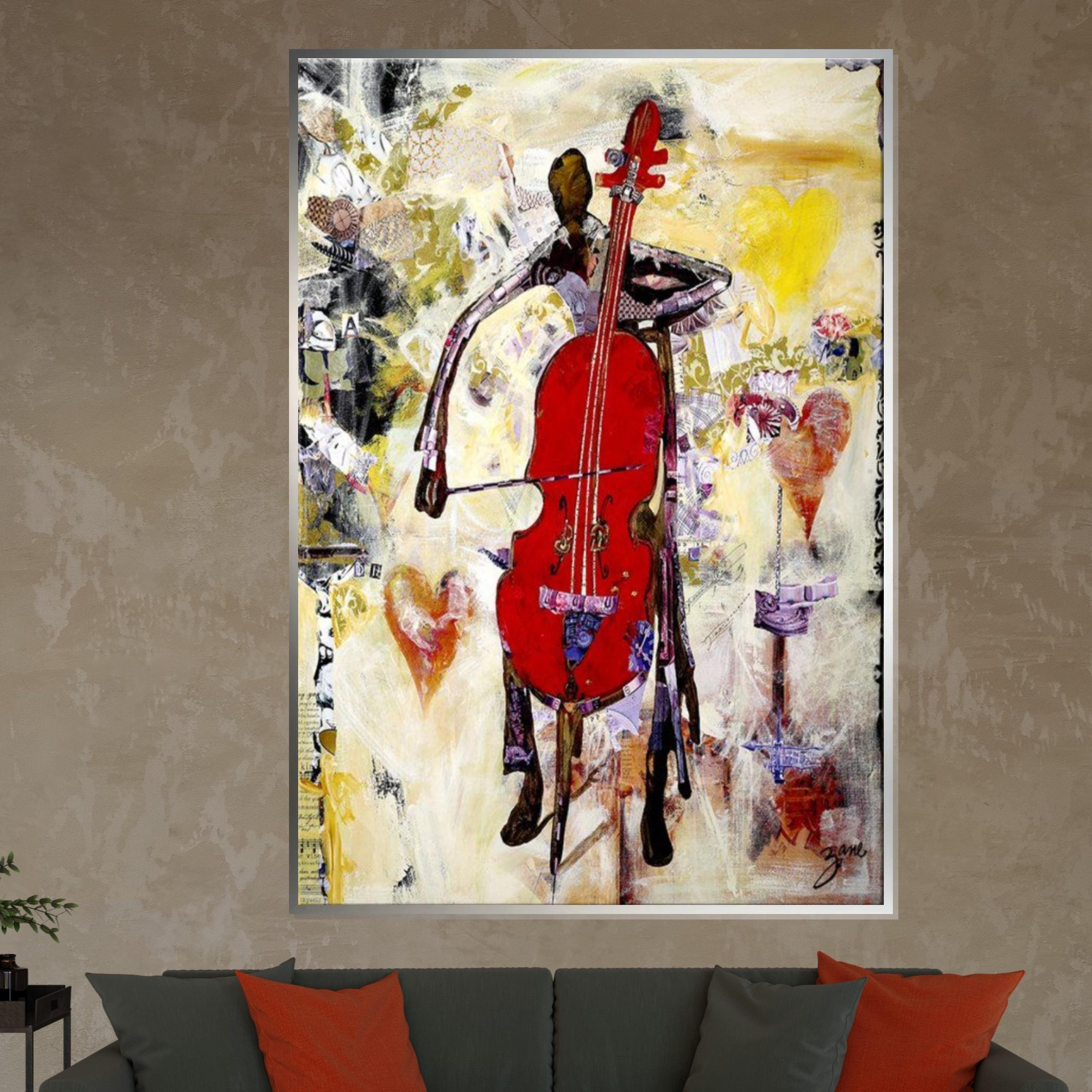 Abstract Cellist Canvas, Music Art, Vibrant Cello Poster, Wall Art Canvas Design, Ready To Hang Decoration, Jazz Music Lovers Gift