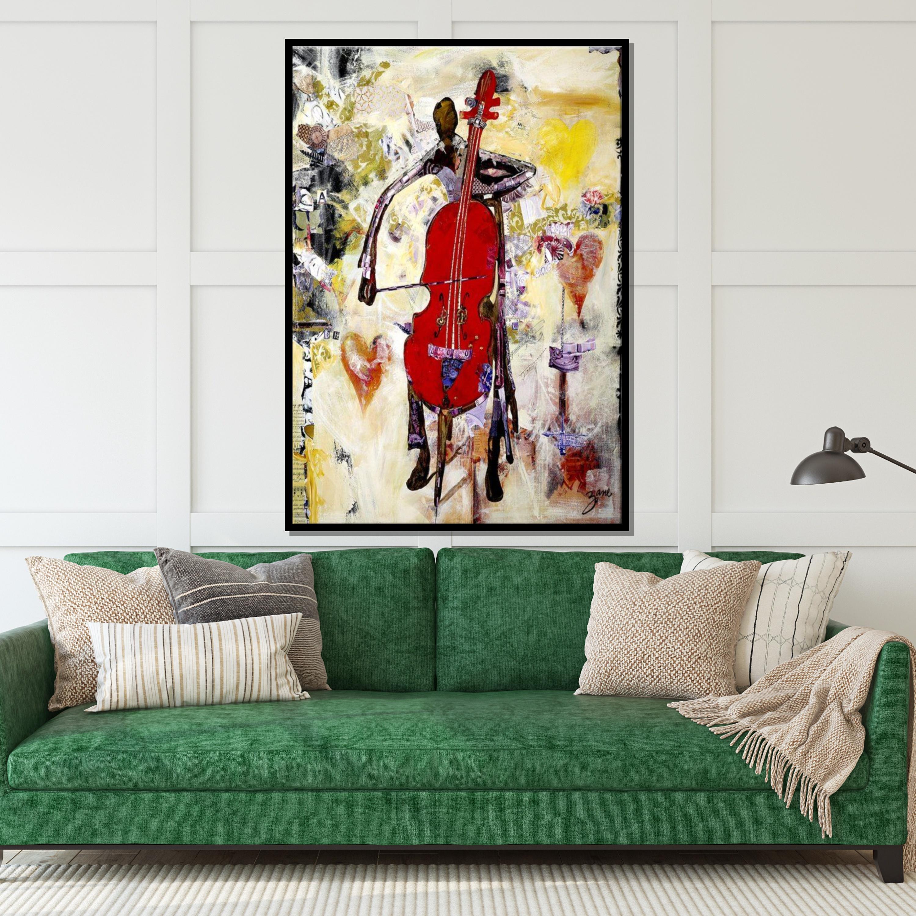 Abstract Cellist Canvas, Music Art, Vibrant Cello Poster, Wall Art Canvas Design, Ready To Hang Decoration, Jazz Music Lovers Gift