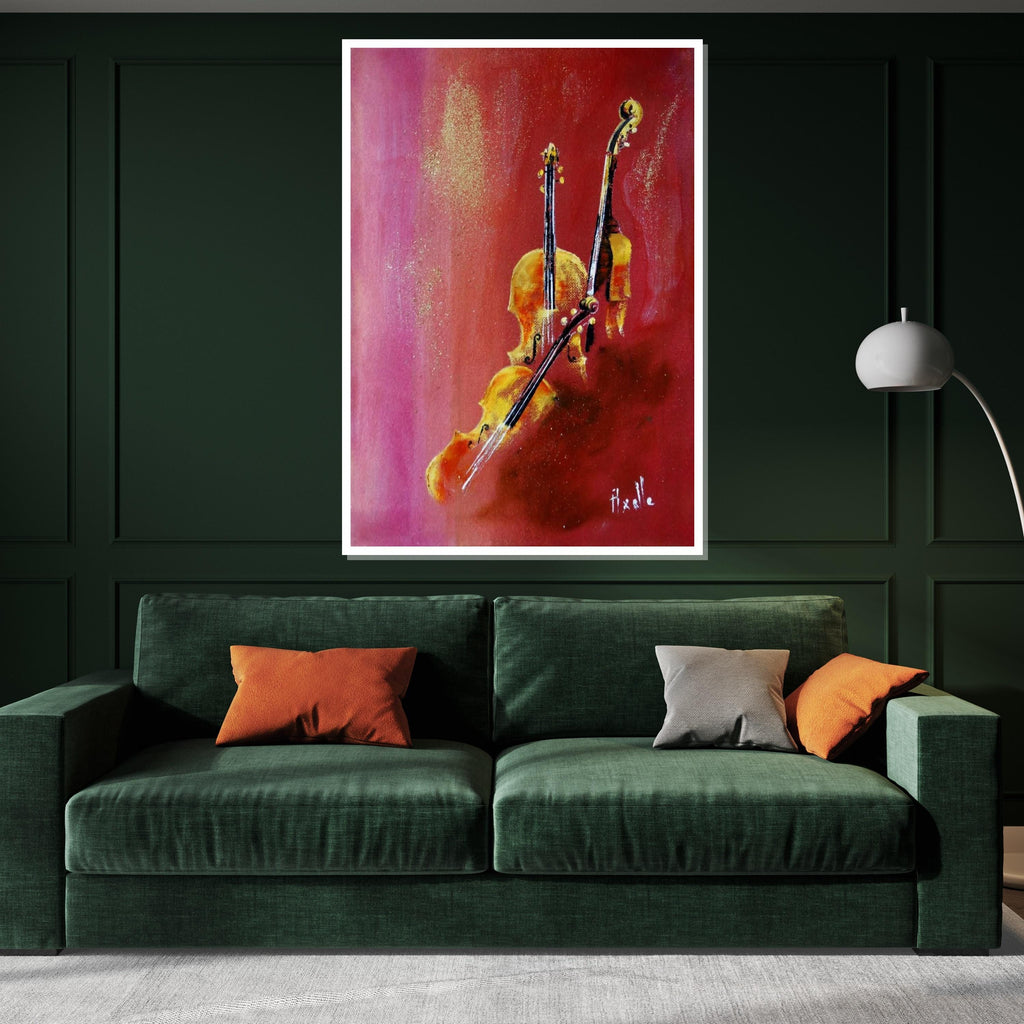 Violin Duet Canvas, Musical Instrument Art, Violin Wall Art, Music Lovers Poster, Wall Art Canvas Design, Ready To Hang Decoration