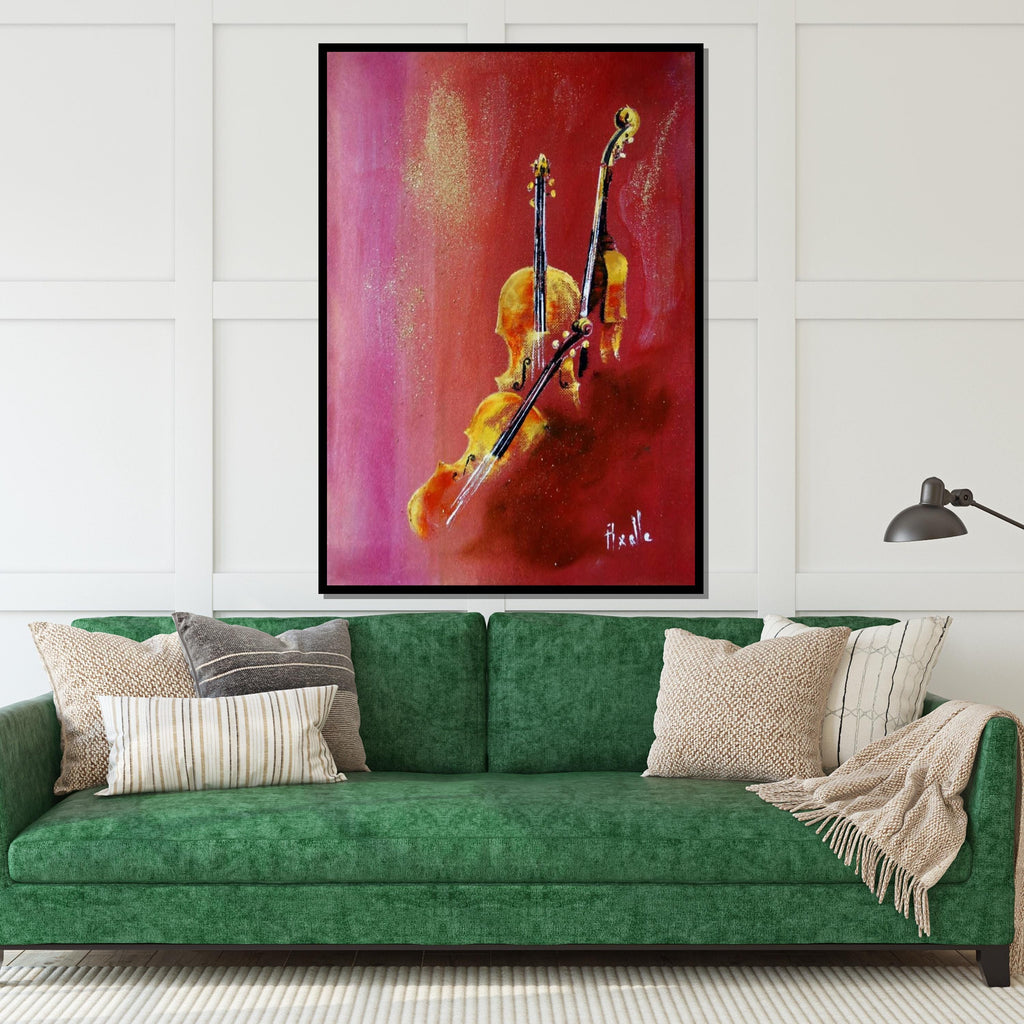 Violin Duet Canvas, Musical Instrument Art, Violin Wall Art, Music Lovers Poster, Wall Art Canvas Design, Ready To Hang Decoration