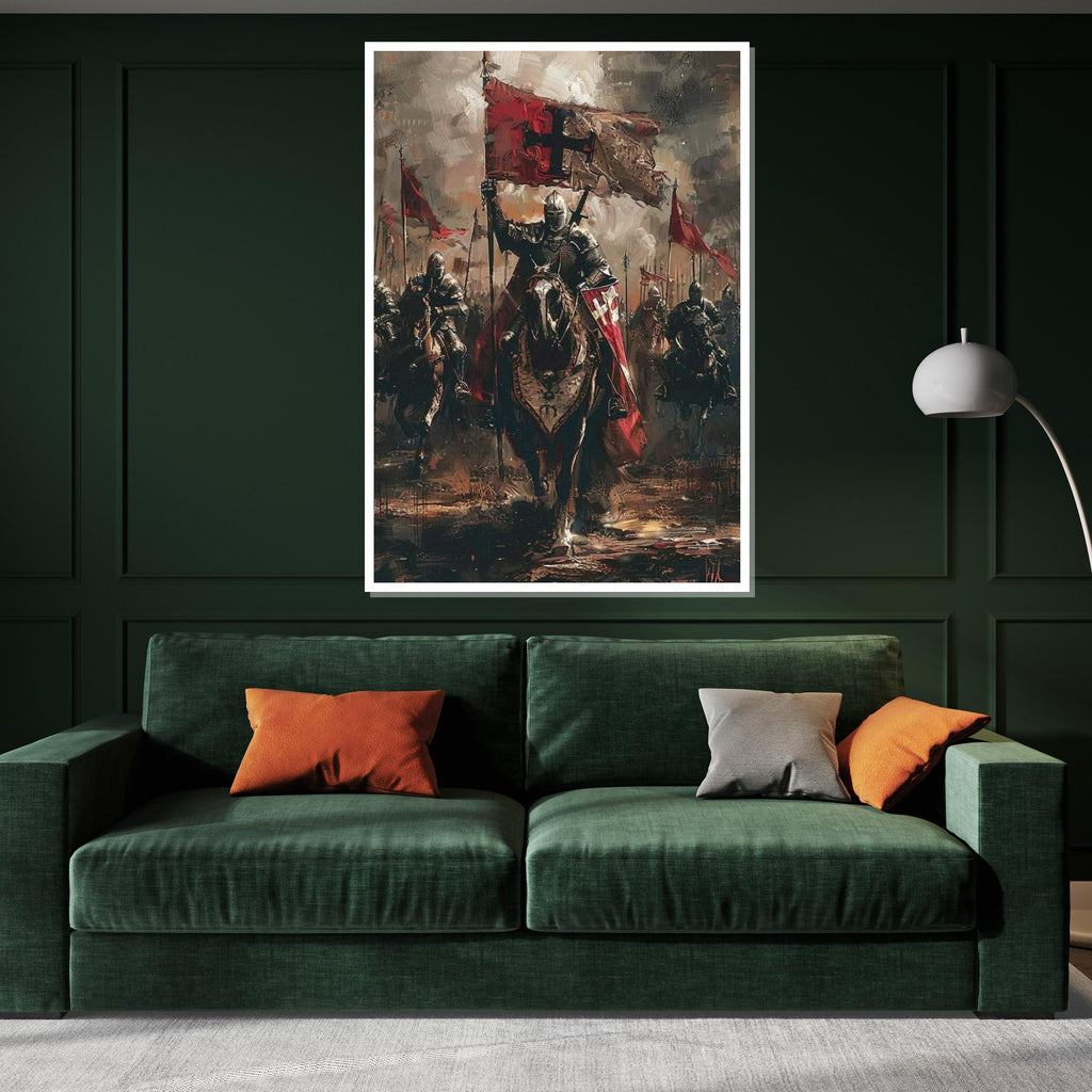 Medieval Knights Canvas, Crusader Battle, Knight Wall Painting, Historical Decor, Canvas Design, Ready to Hang Décor