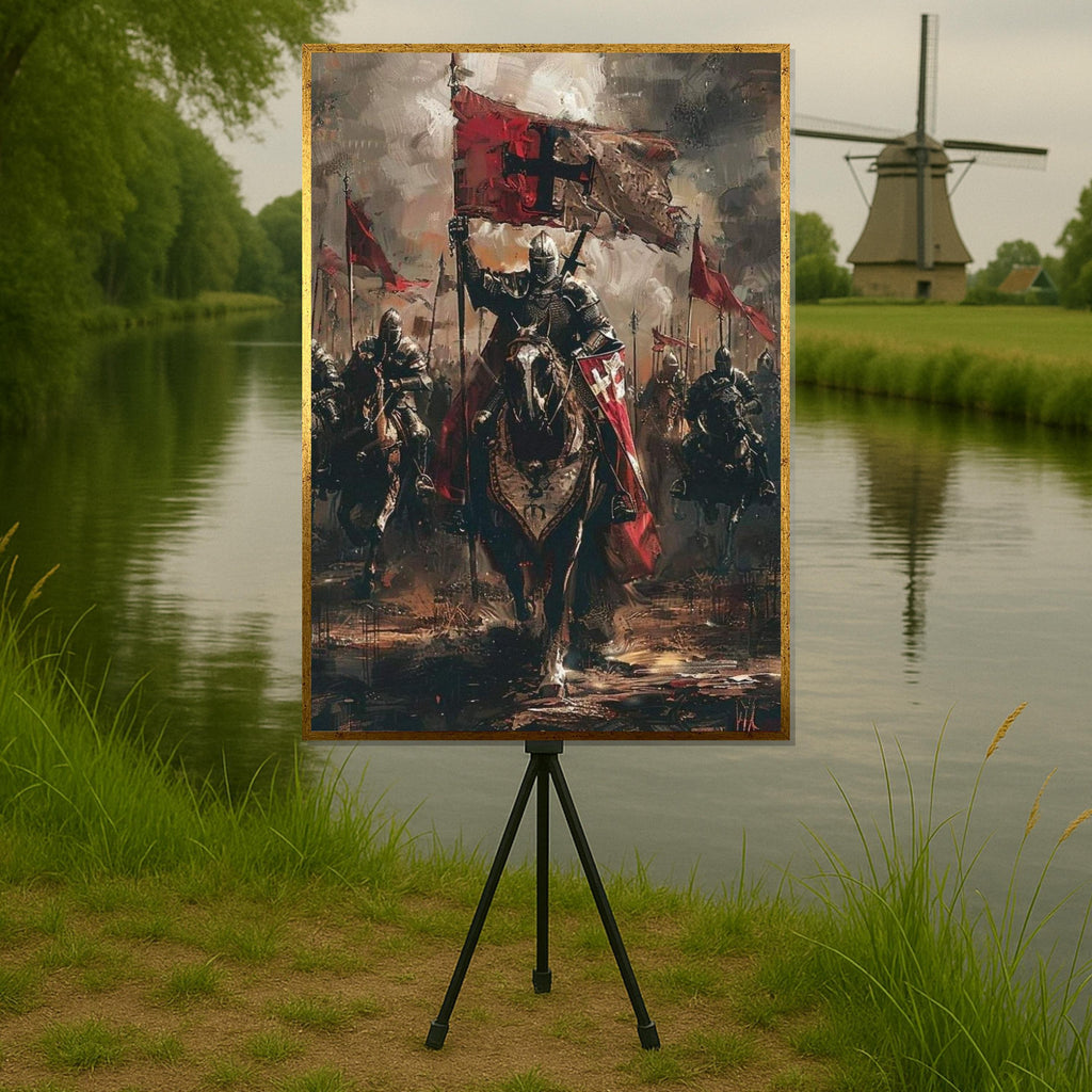 Medieval Knights Canvas, Crusader Battle, Knight Wall Painting, Historical Decor, Canvas Design, Ready to Hang Décor