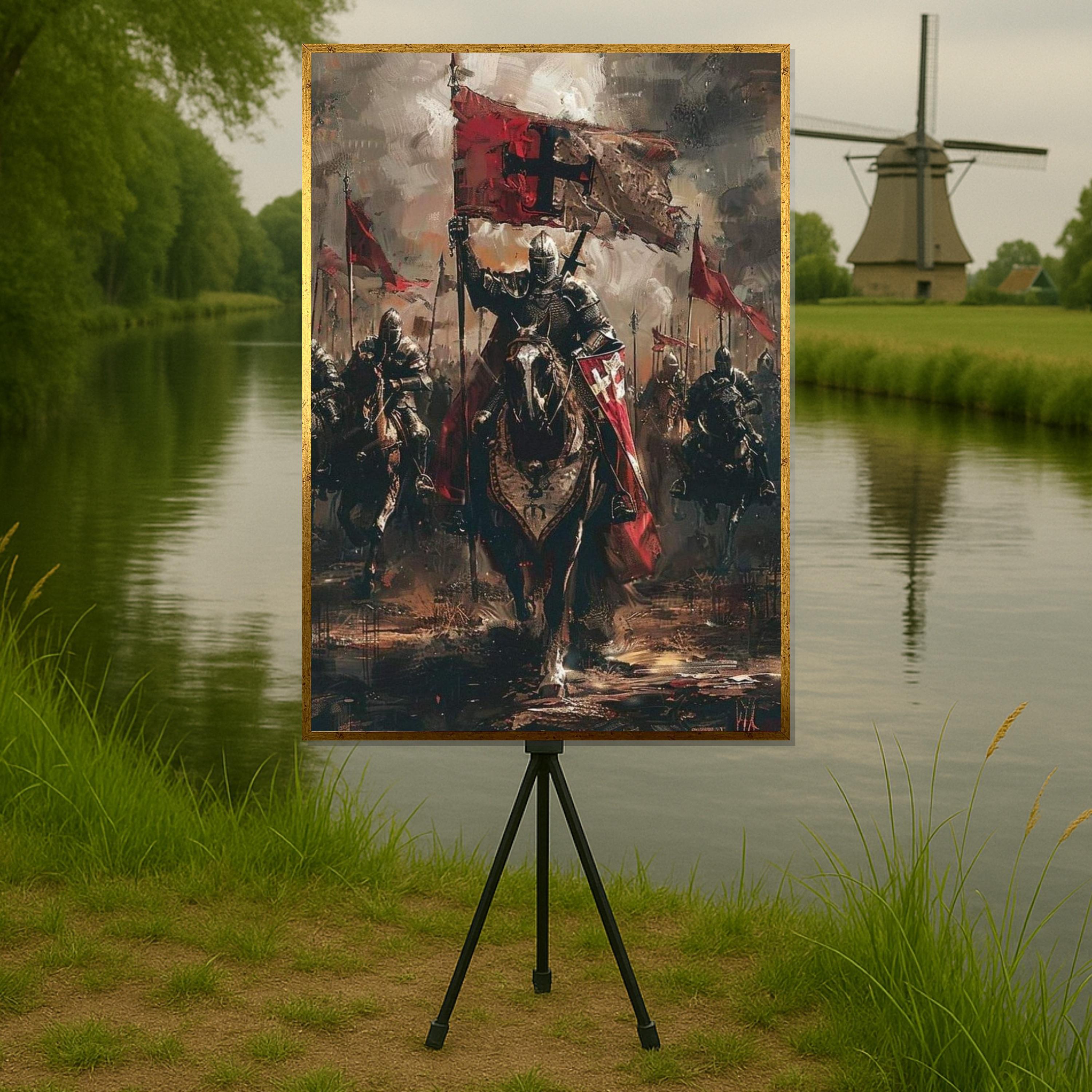 Medieval Knights Canvas, Crusader Battle, Knight Wall Painting, Historical Decor, Canvas Design, Ready to Hang Décor