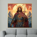 Sacred Heart of Jesus Canvas, Christian Wall Art, Holy Warrior Jesus Print, Religious Home Decor, Ready to Hang Artwork