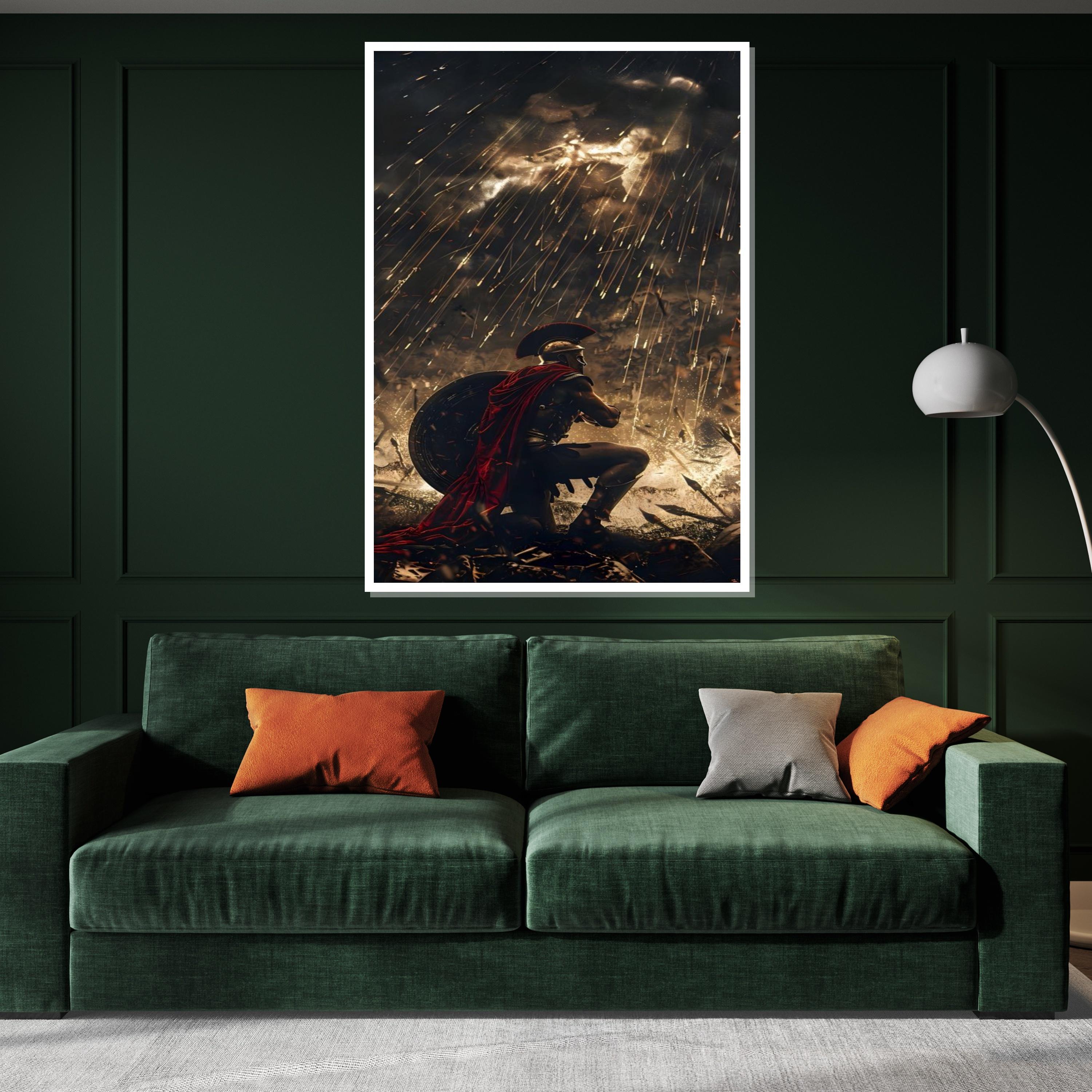 Gladiator Warrior Canvas, Epic Roman Soldier Art, Stormy Battle Scene Print, Ancient Fighter Wall Art, Ready to Hang Decor