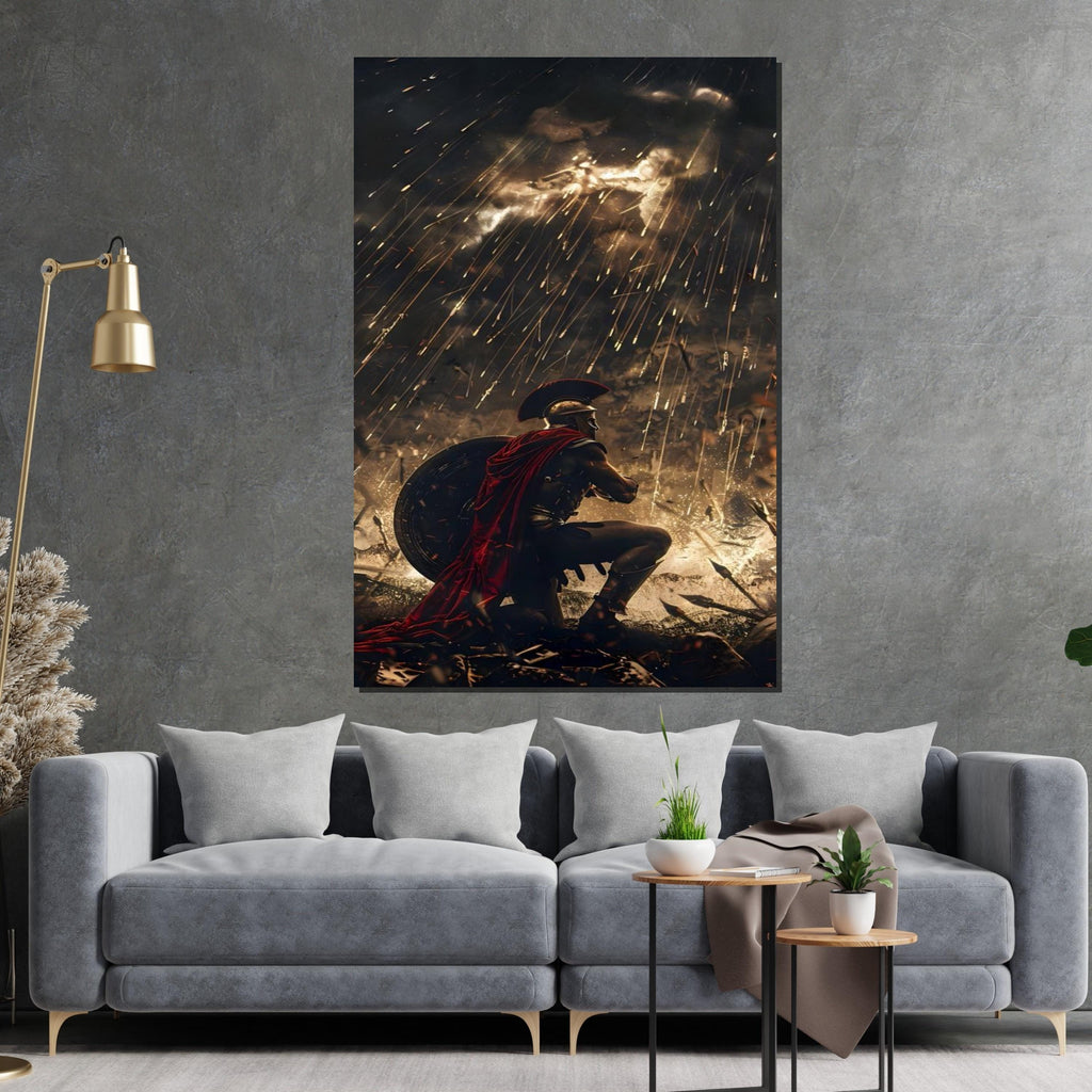 Gladiator Warrior Canvas, Epic Roman Soldier Art, Stormy Battle Scene Print, Ancient Fighter Wall Art, Ready to Hang Decor