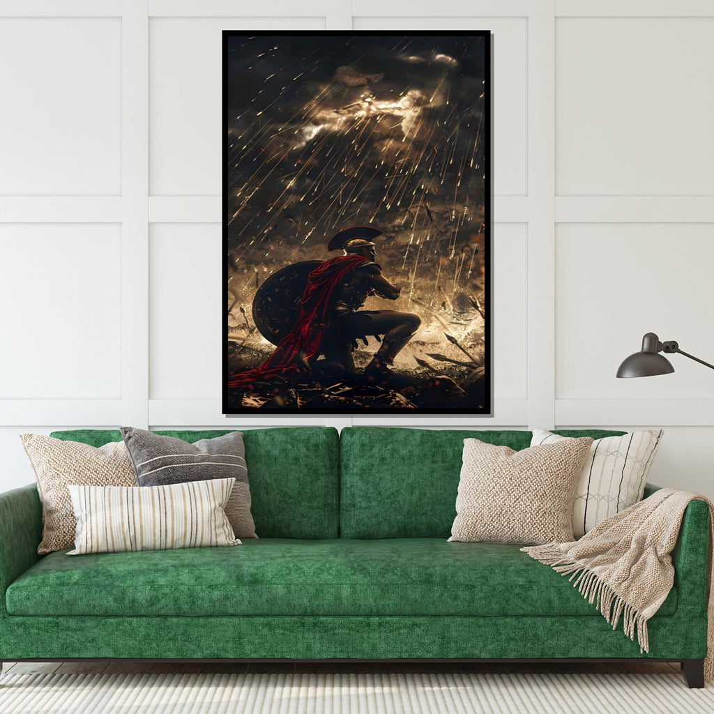 Gladiator Warrior Canvas, Epic Roman Soldier Art, Stormy Battle Scene Print, Ancient Fighter Wall Art, Ready to Hang Decor