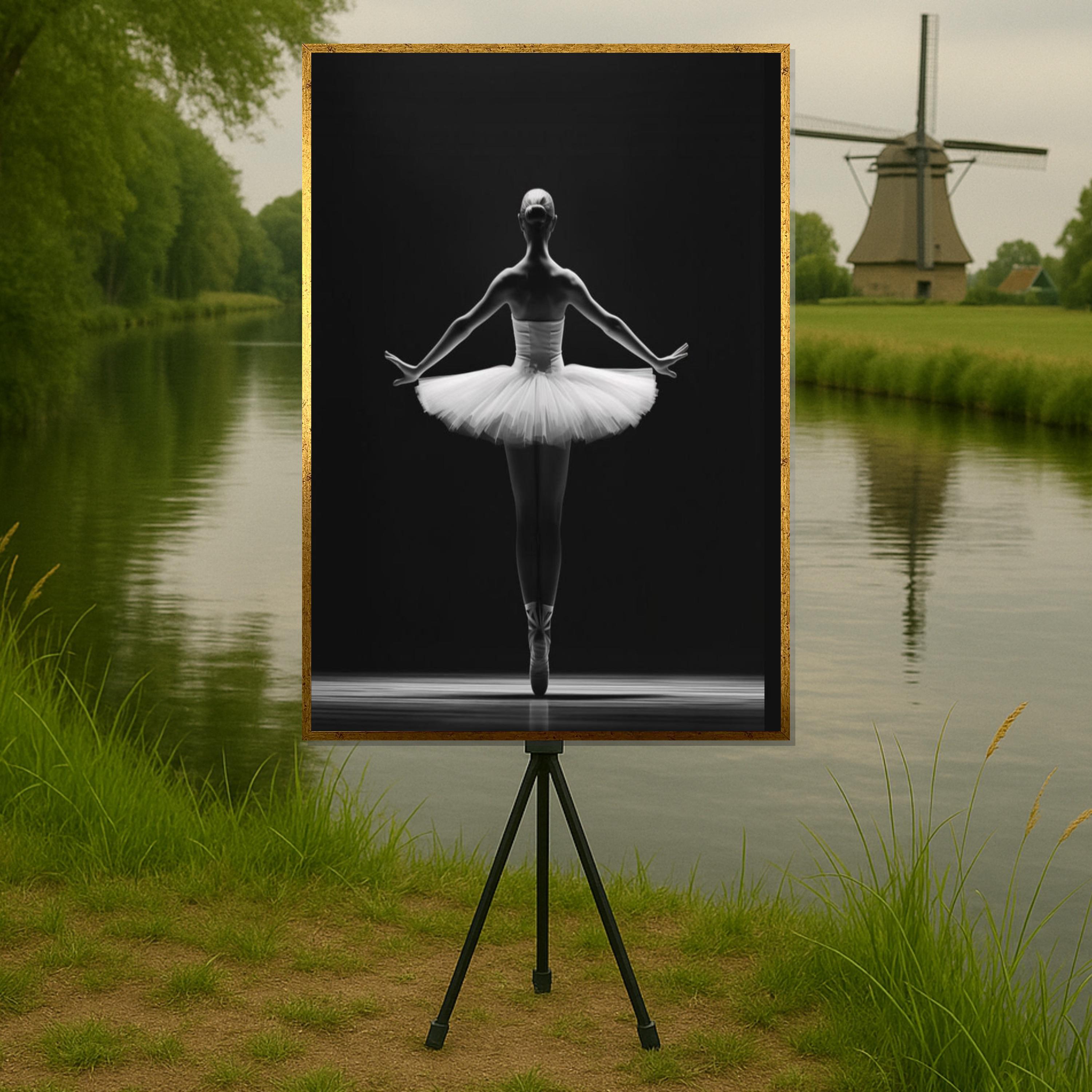 Ballet Elegance Canvas Art, Graceful Ballerina Canvas, Dance Wall Art, Black and White Print, Ready to Hang Decor, Canvas Wall Design