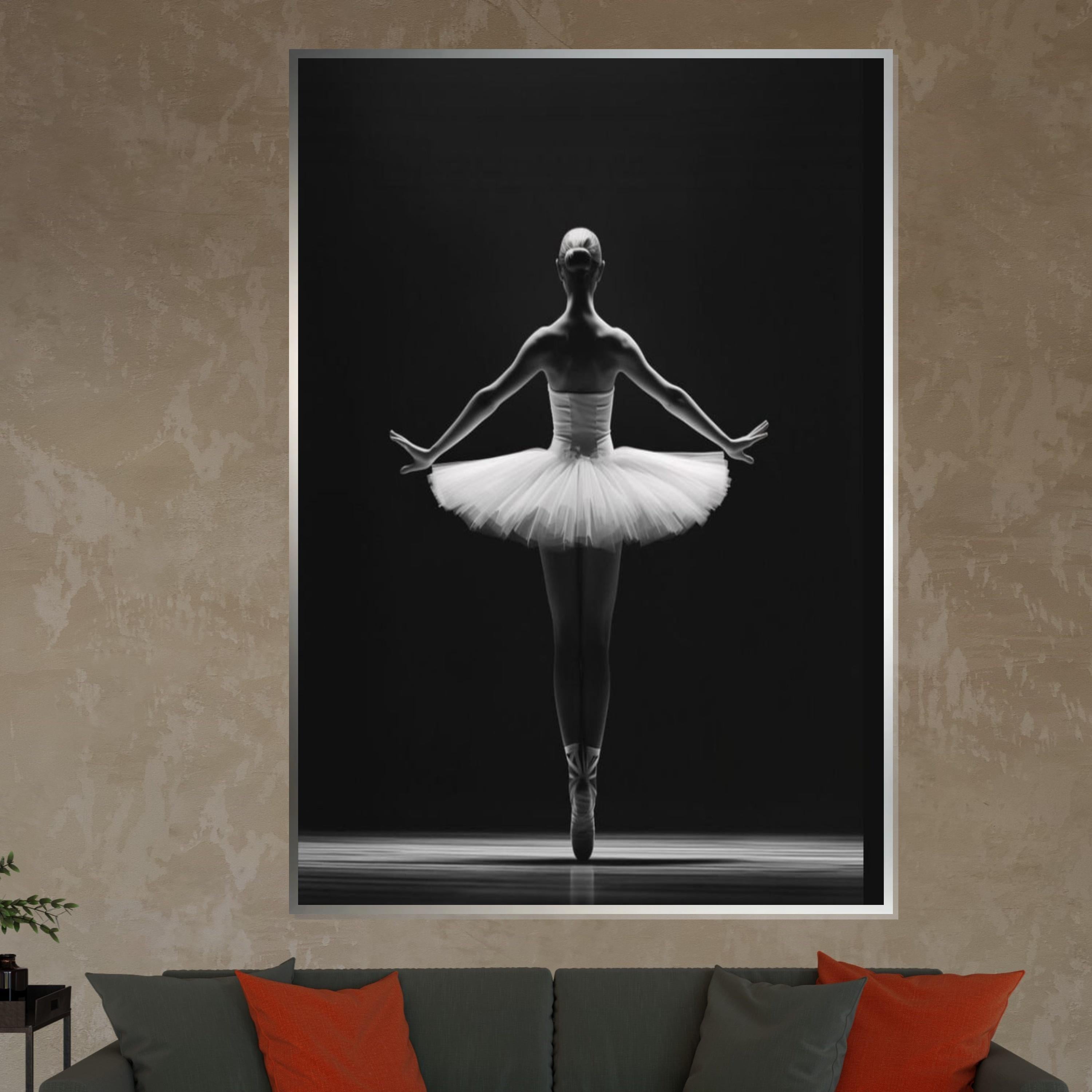Ballet Elegance Canvas Art, Graceful Ballerina Canvas, Dance Wall Art, Black and White Print, Ready to Hang Decor, Canvas Wall Design