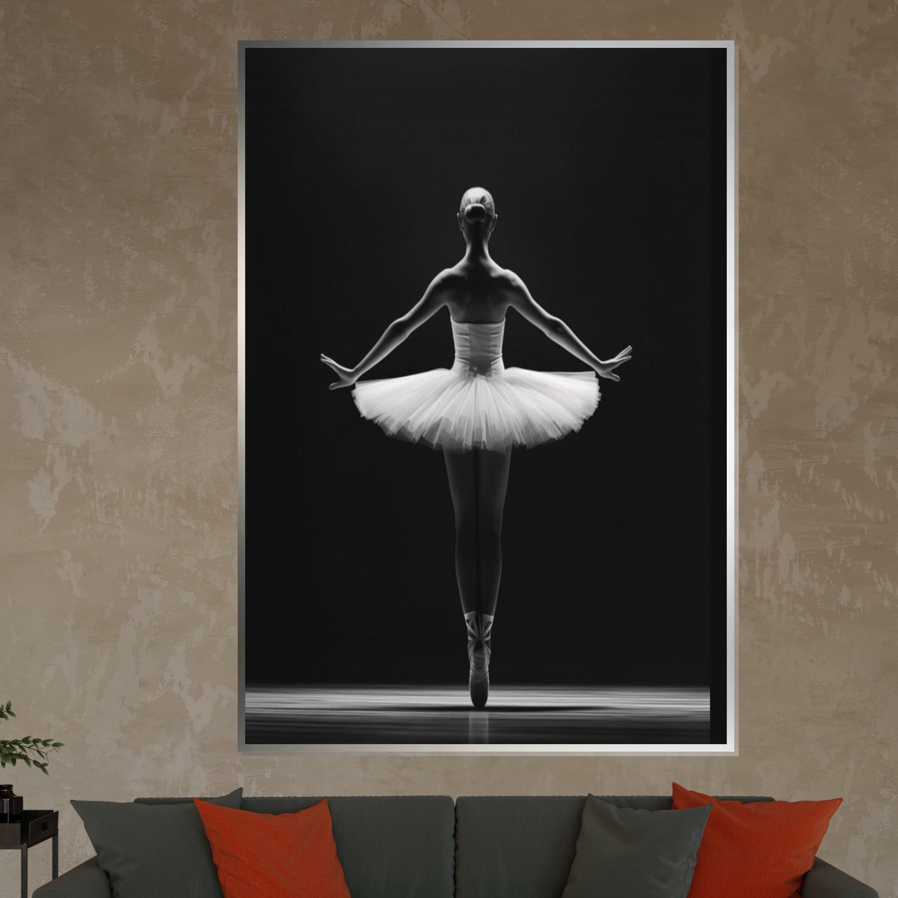 Ballet Elegance Canvas Art, Graceful Ballerina Canvas, Dance Wall Art, Black and White Print, Ready to Hang Decor, Canvas Wall Design