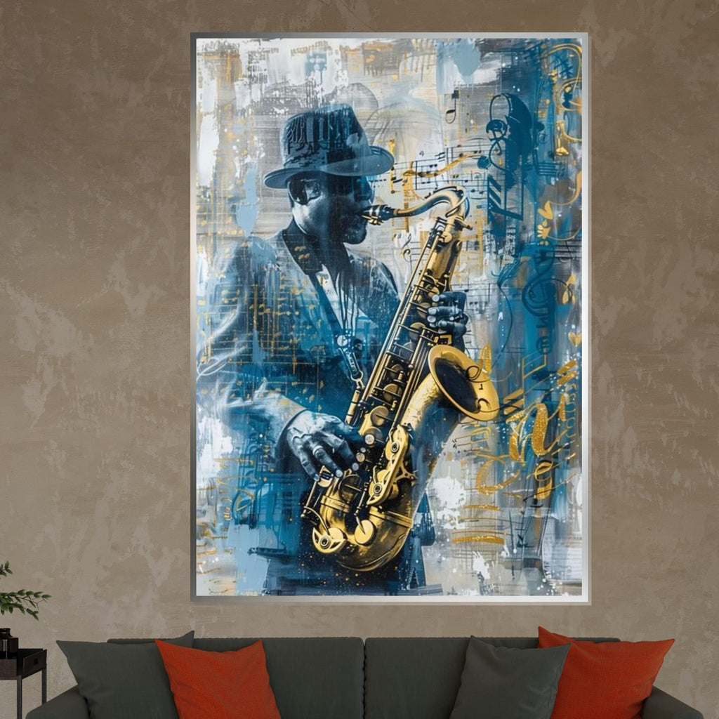 Jazz Saxophonist Canvas, Music Wall Art, Saxophone Player Print, Wall Art Canvas Design, Ready To Hang Decoration