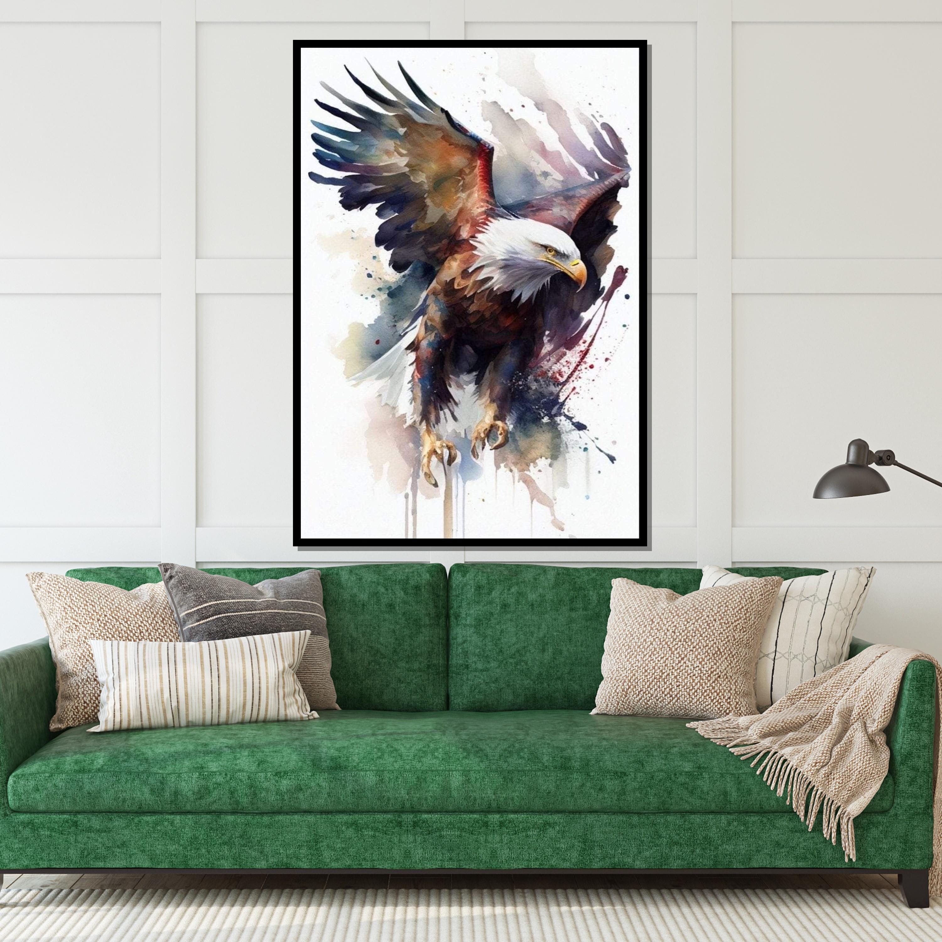 Majestic Eagle Canvas, Soaring Bird Art, Watercolor Eagle Print, Wall Art Canvas Design, Ready to Hang Decoration