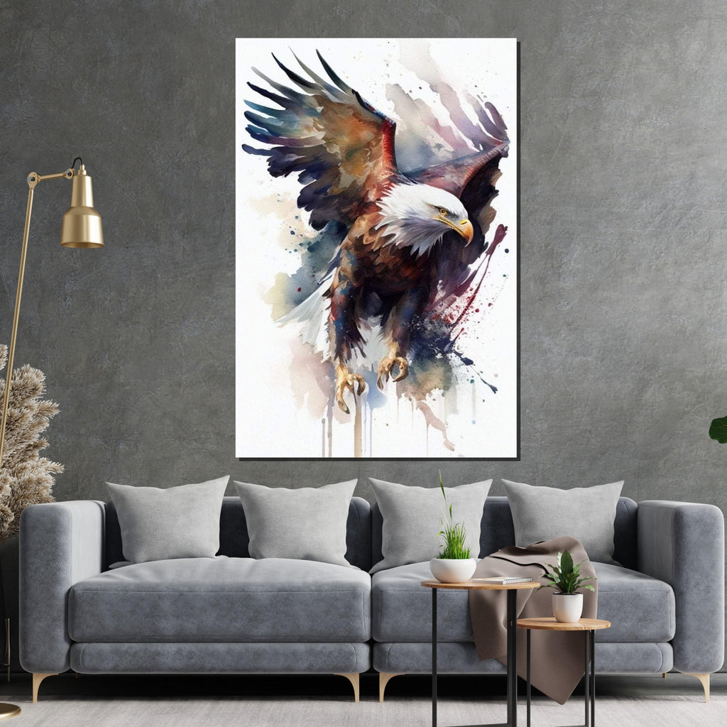 Majestic Eagle Canvas, Soaring Bird Art, Watercolor Eagle Print, Wall Art Canvas Design, Ready to Hang Decoration