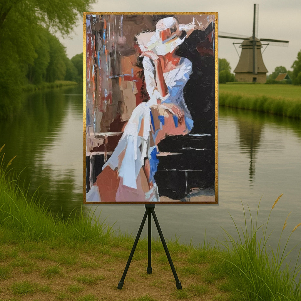 Elegant Lady Canvas, Abstract Woman Art, Fashion Wall Art, Impressionist Style, Wall Art Canvas Design, Ready to Hang Decoration