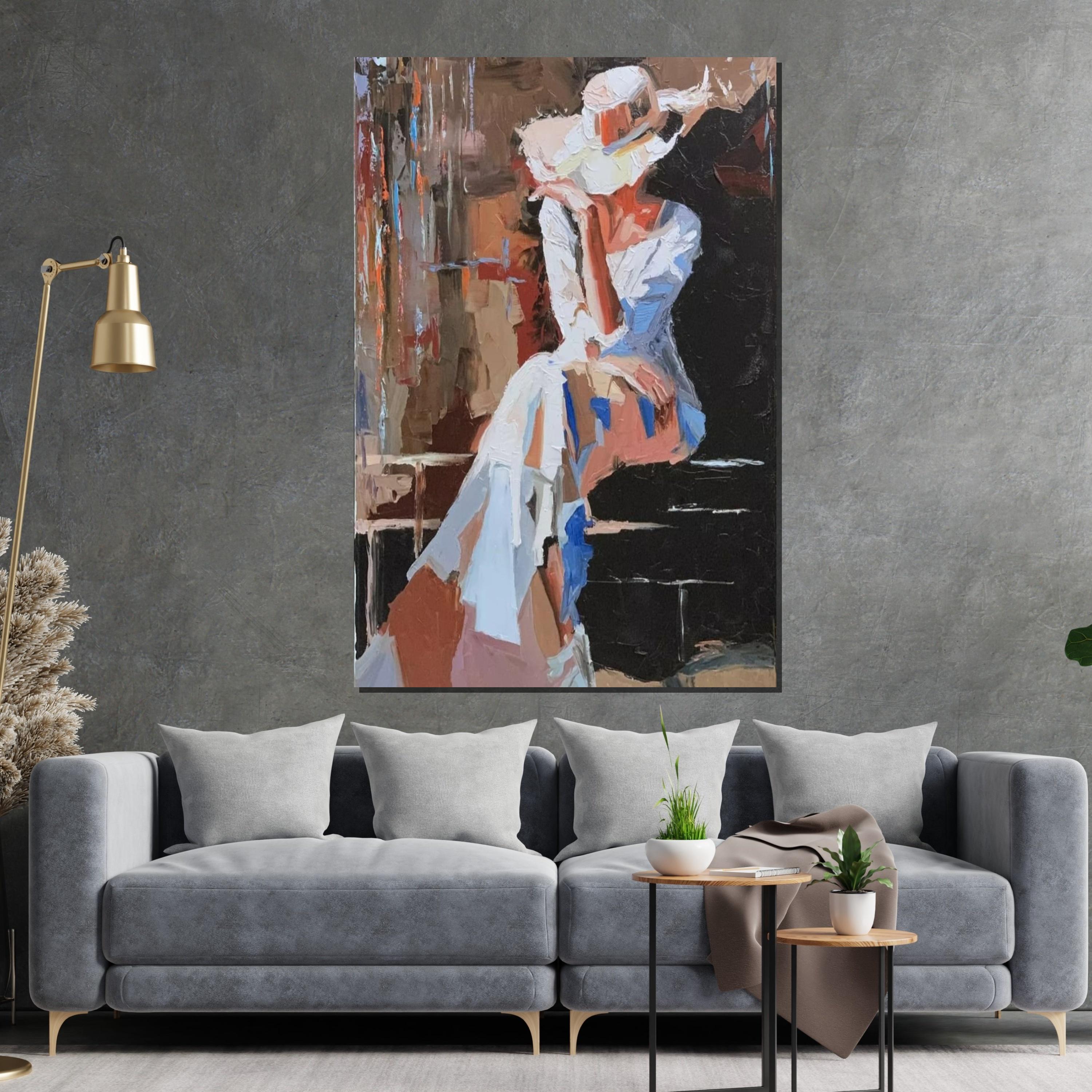 Elegant Lady Canvas, Abstract Woman Art, Fashion Wall Art, Impressionist Style, Wall Art Canvas Design, Ready to Hang Decoration