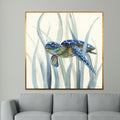 Sea Turtle Canvas, Ocean Life Art, Turtle in Seagrass Print, Animal Wall Art, Coastal Decor Canvas, Wall Art Design, Ready to Hang